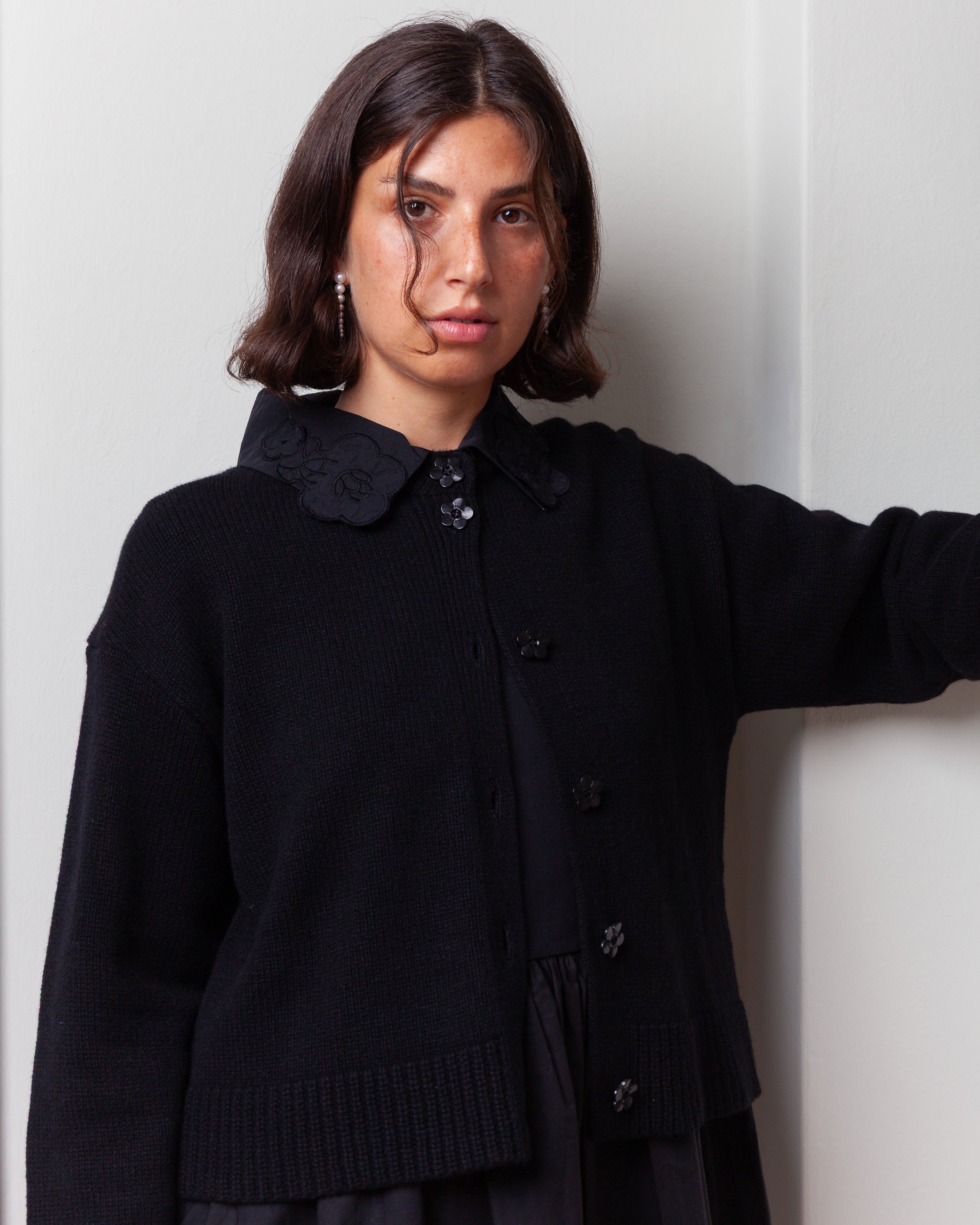 Cecilie Bahnsen-Bibi Cardigan - Black-Cardigans-Boboli-Vancouver-Canada