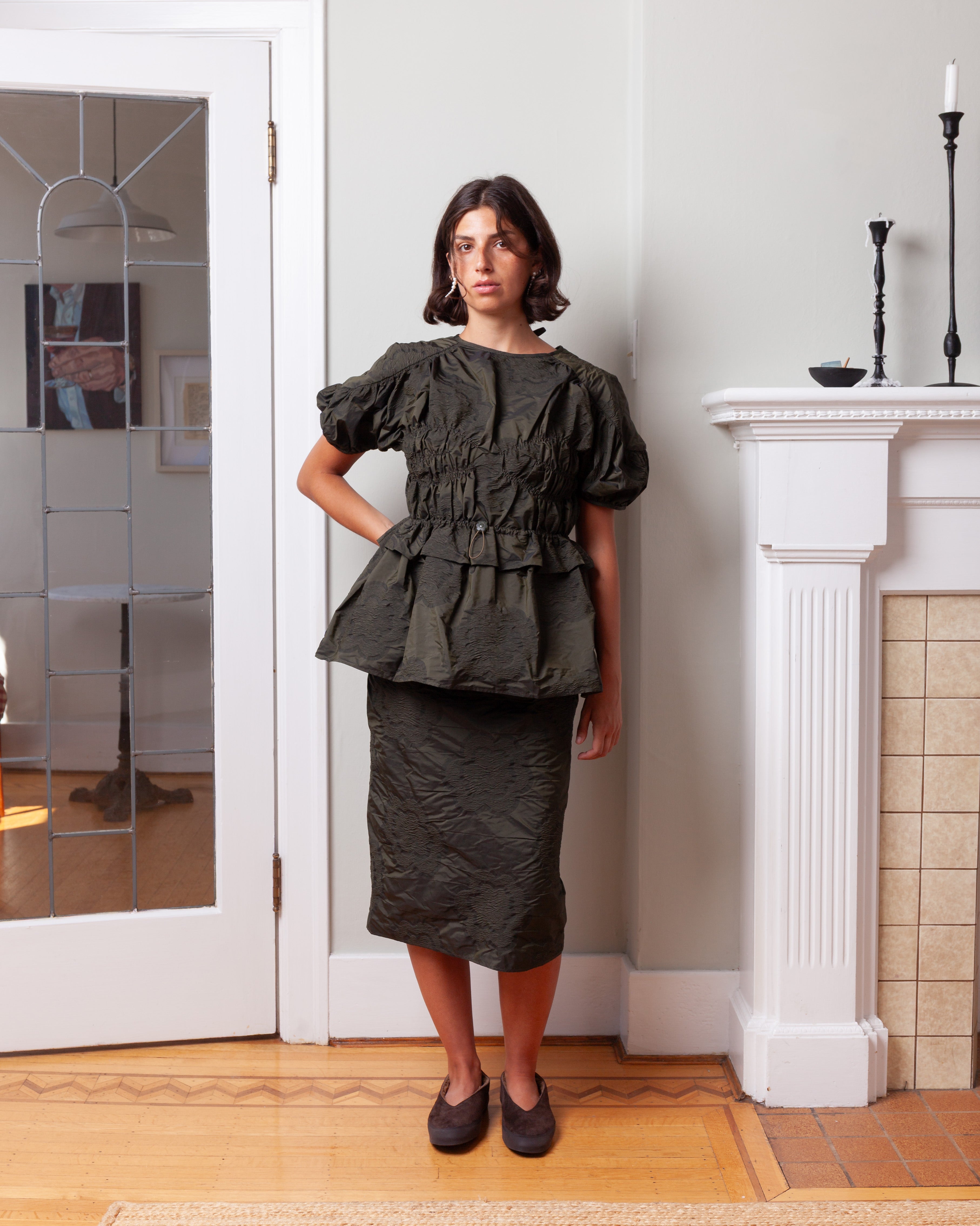 Cecilie Bahnsen-Allegra Skirt - Olive-Skirts-Boboli-Vancouver-Canada