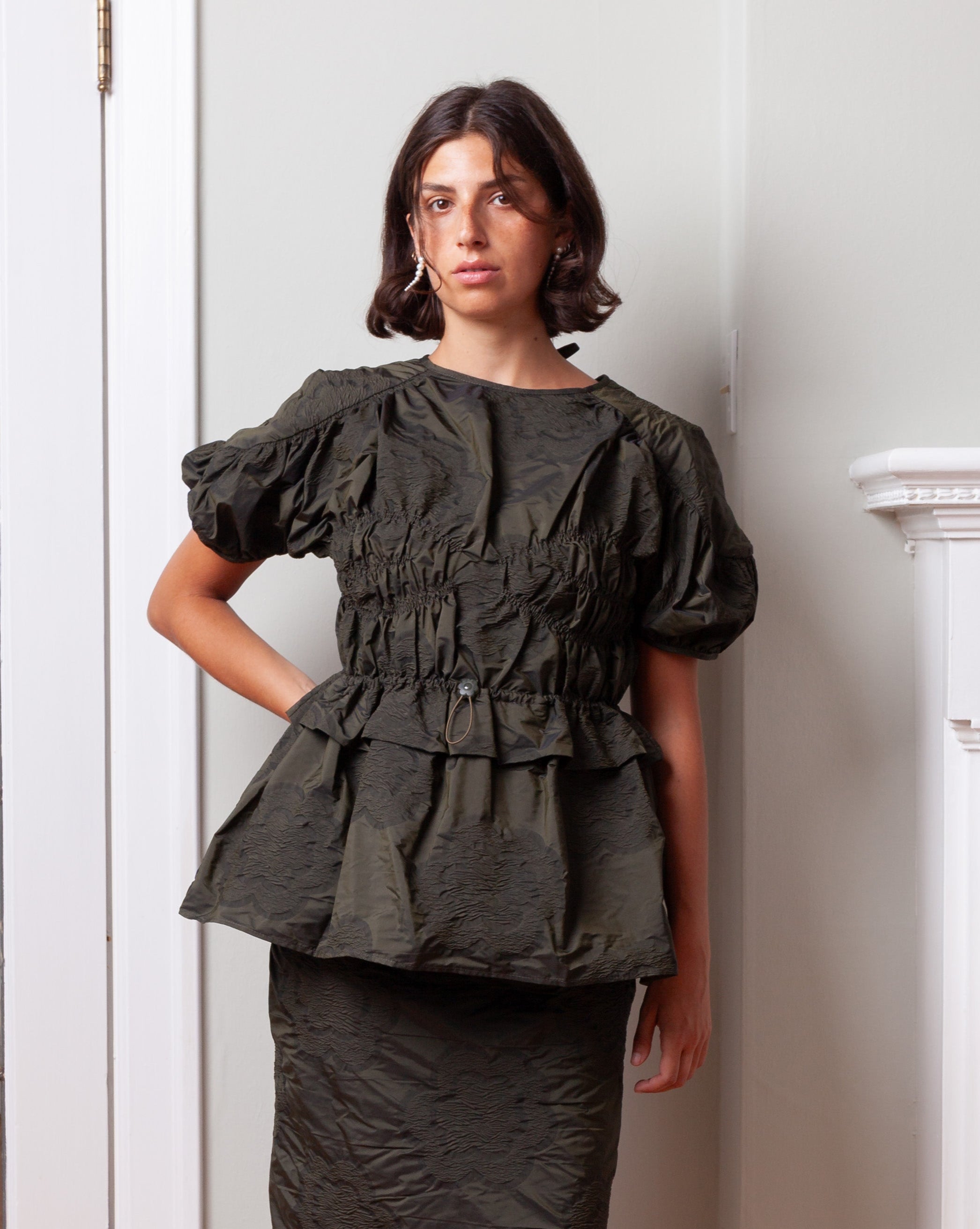 Cecilie Bahnsen-Brooklyn Top - Olive-Tops-Boboli-Vancouver-Canada