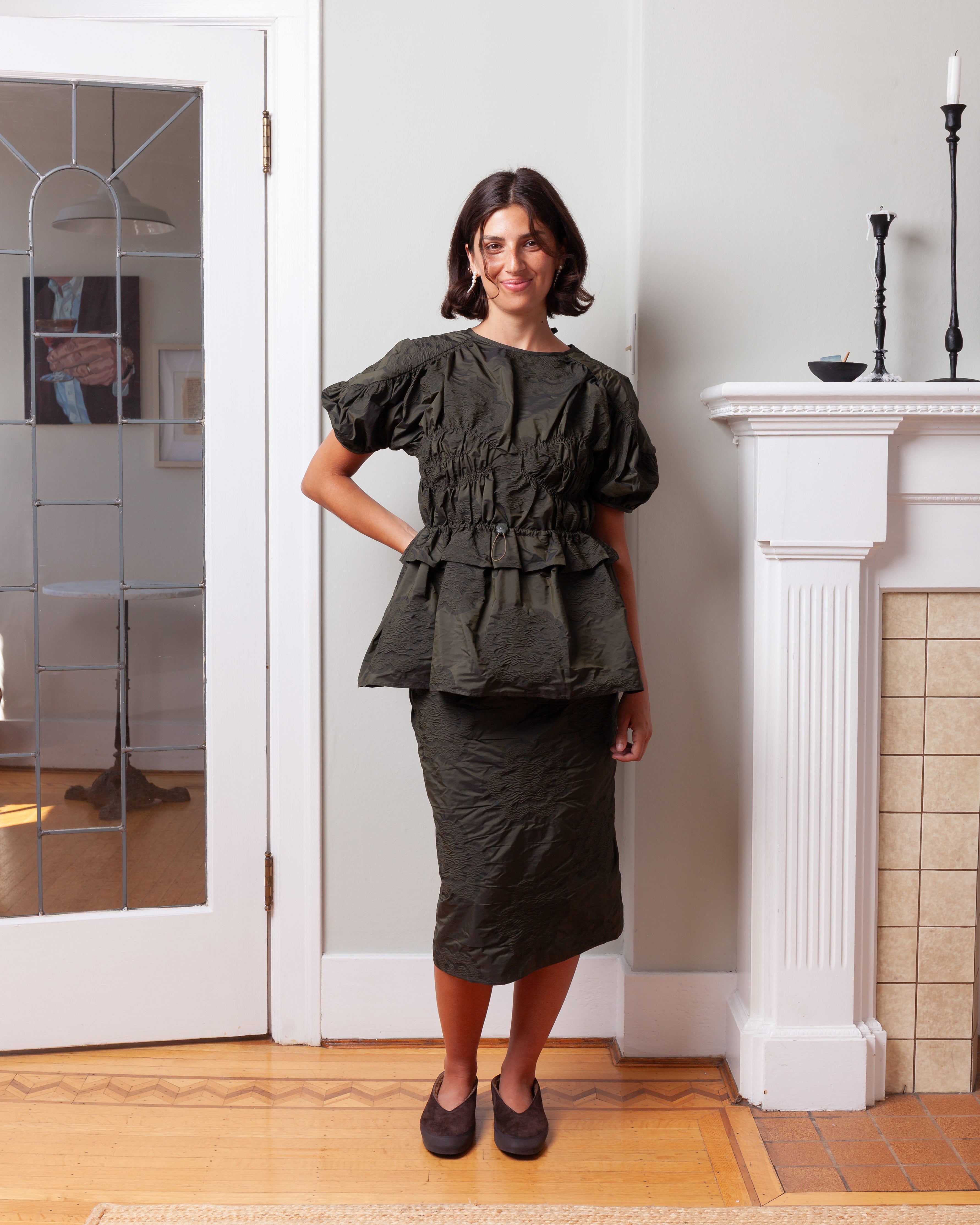 Cecilie Bahnsen-Allegra Skirt - Olive-Skirts-Boboli-Vancouver-Canada