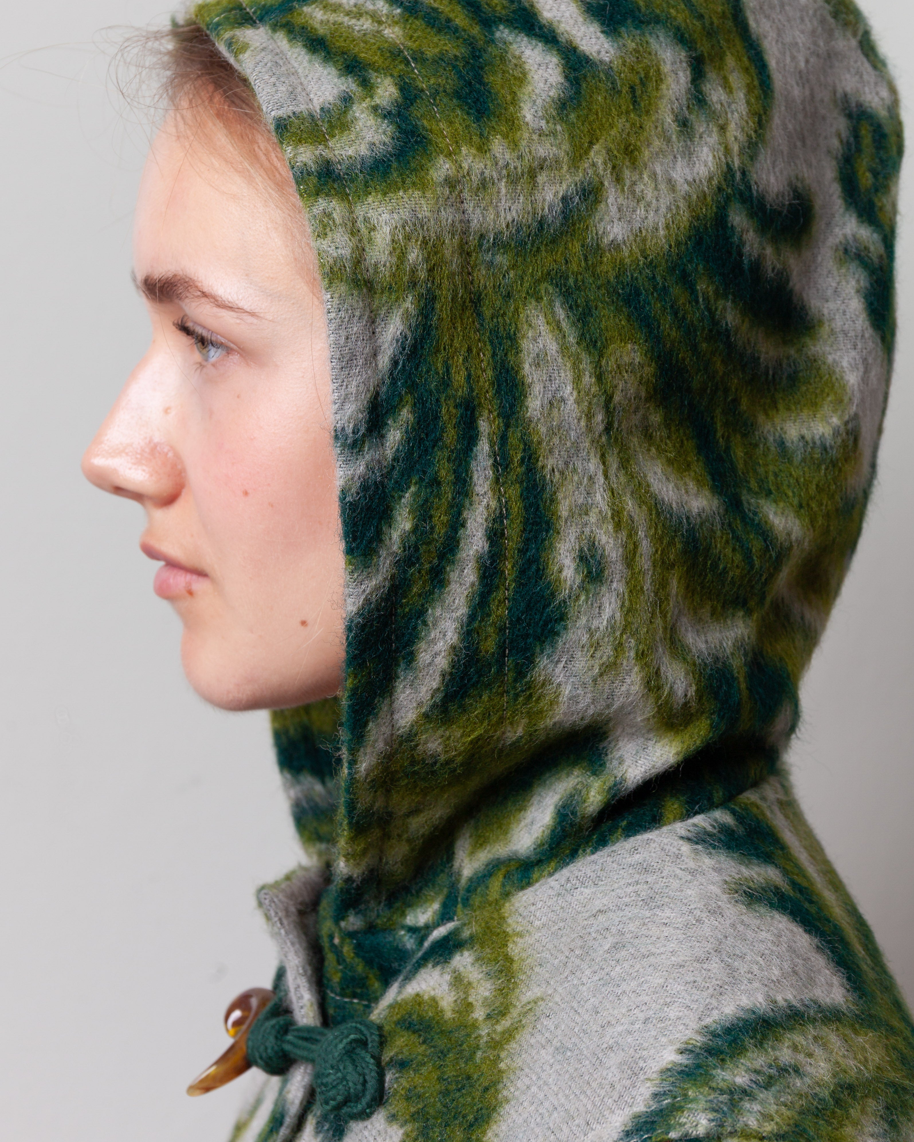 Hooded Jacket w/Fronds - Grey/Green