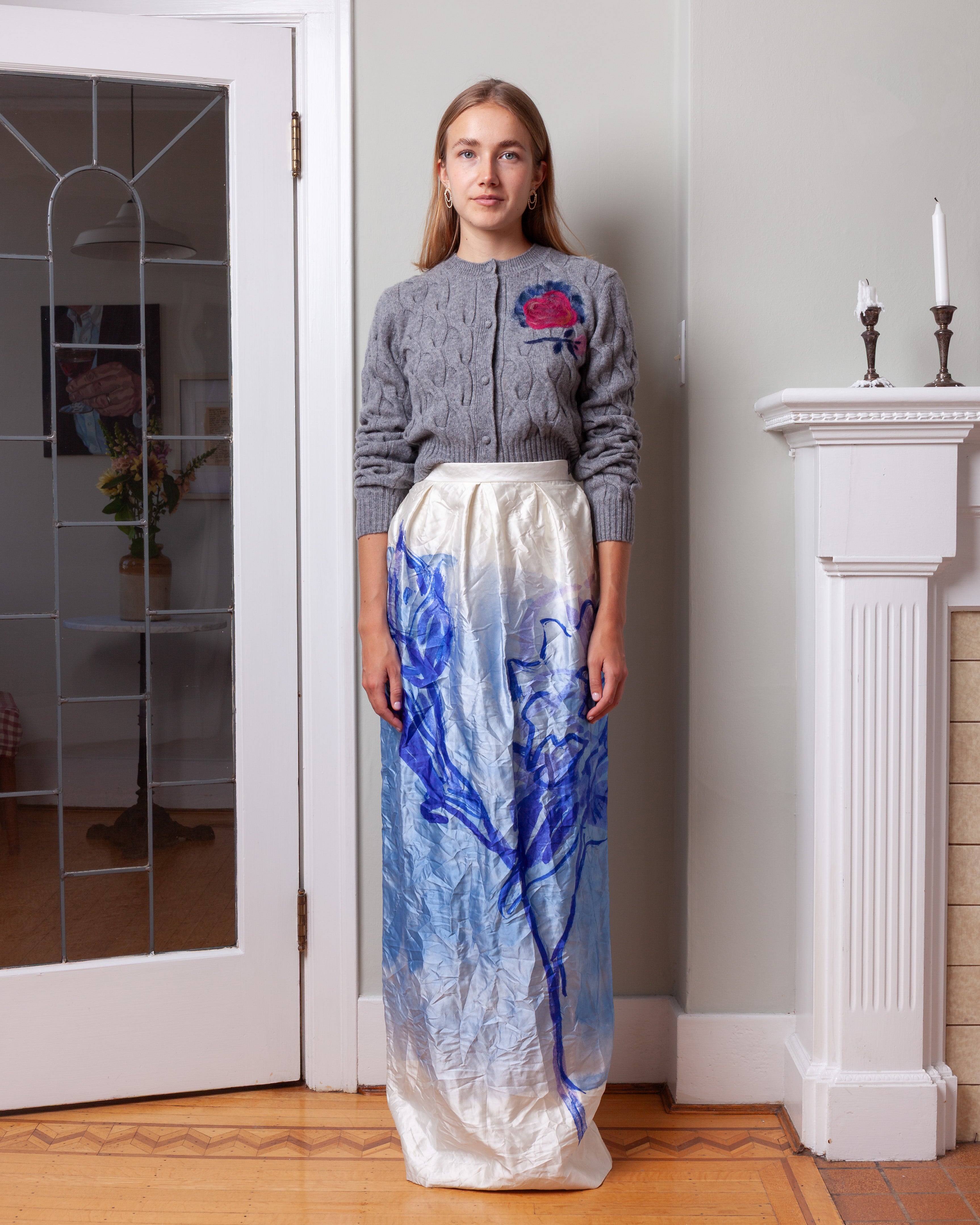 Pencil Cocktail Skirt - Midnight Bloom