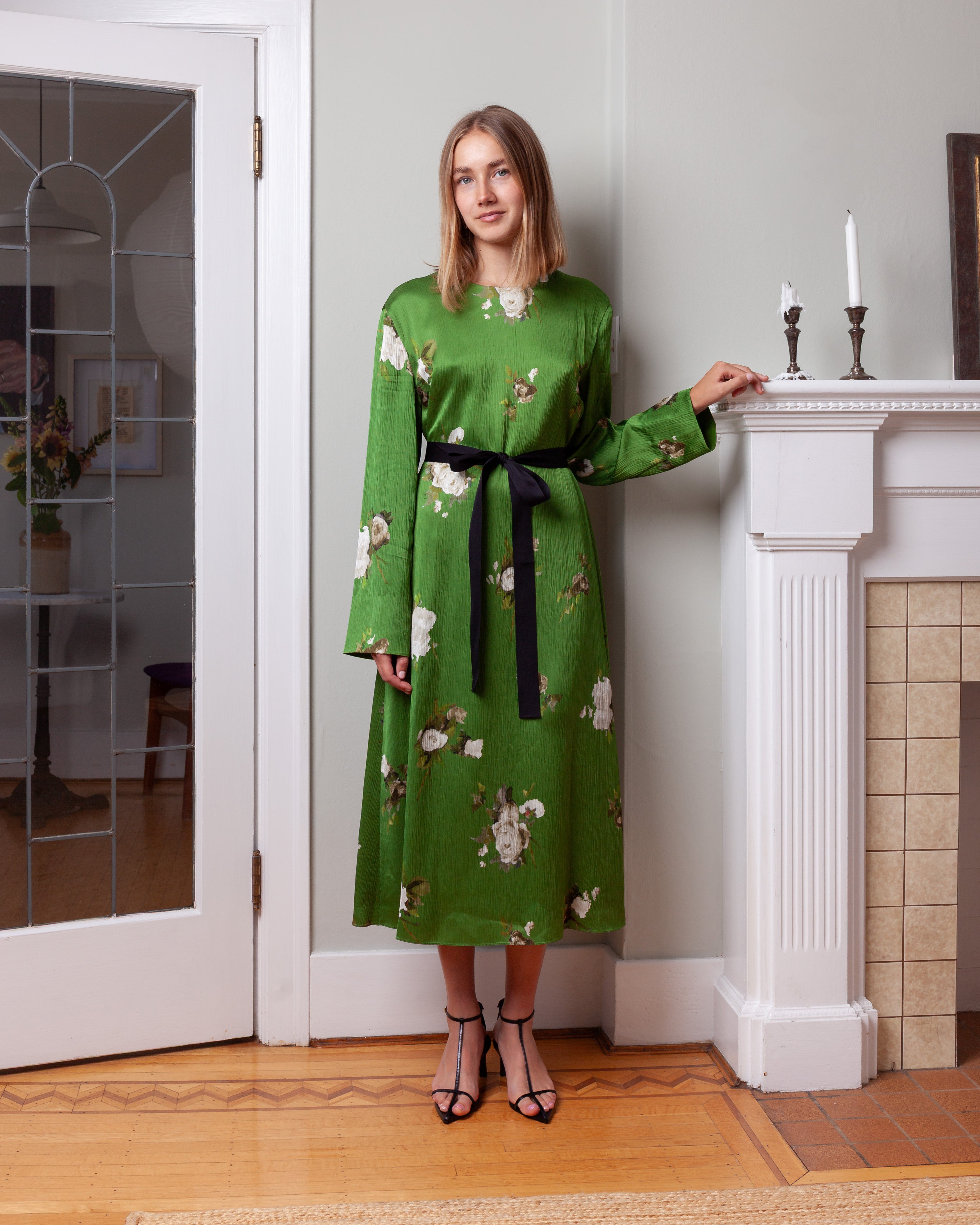 Long Sleeve Midi Dress - Painted Rose