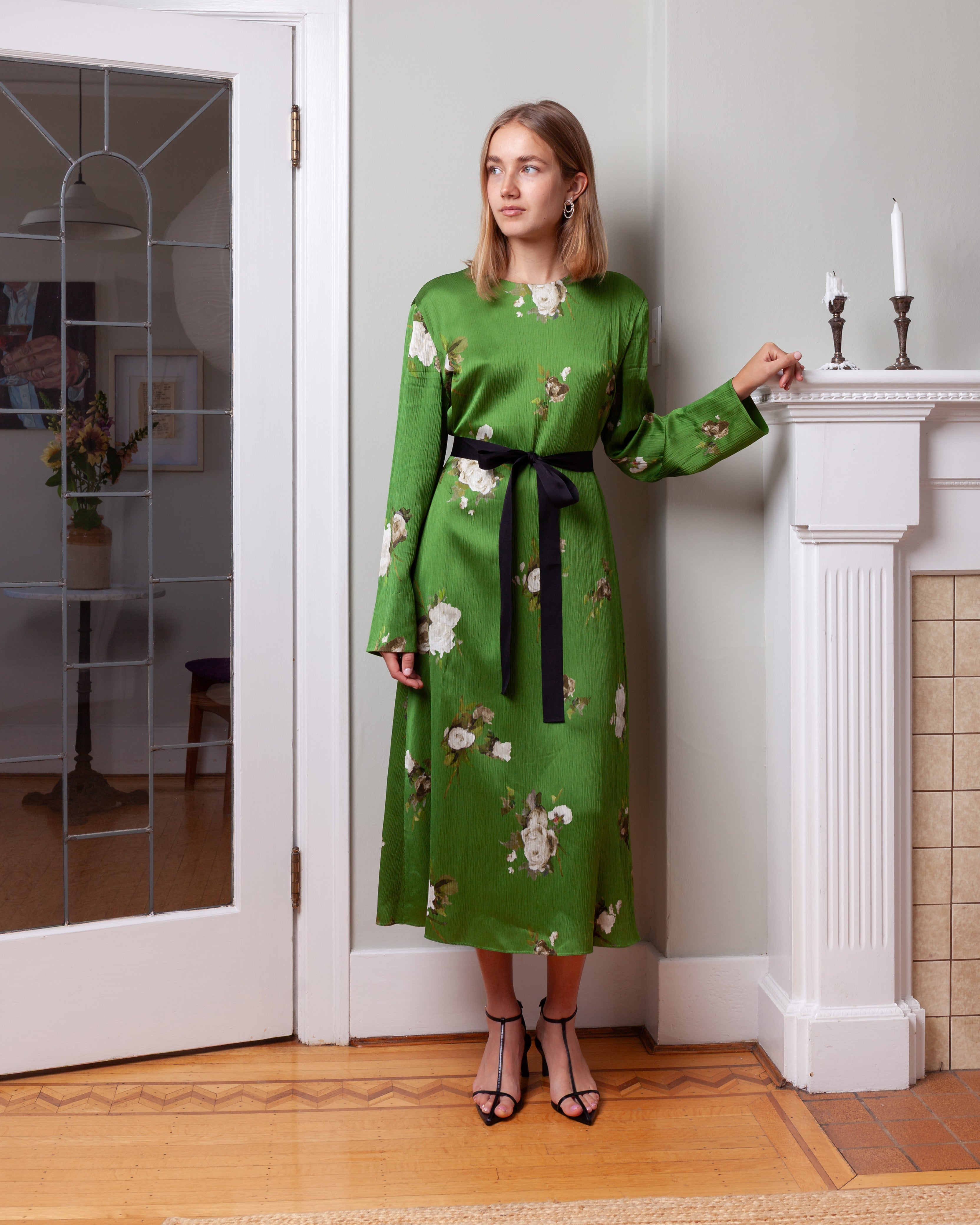 Long Sleeve Midi Dress - Painted Rose