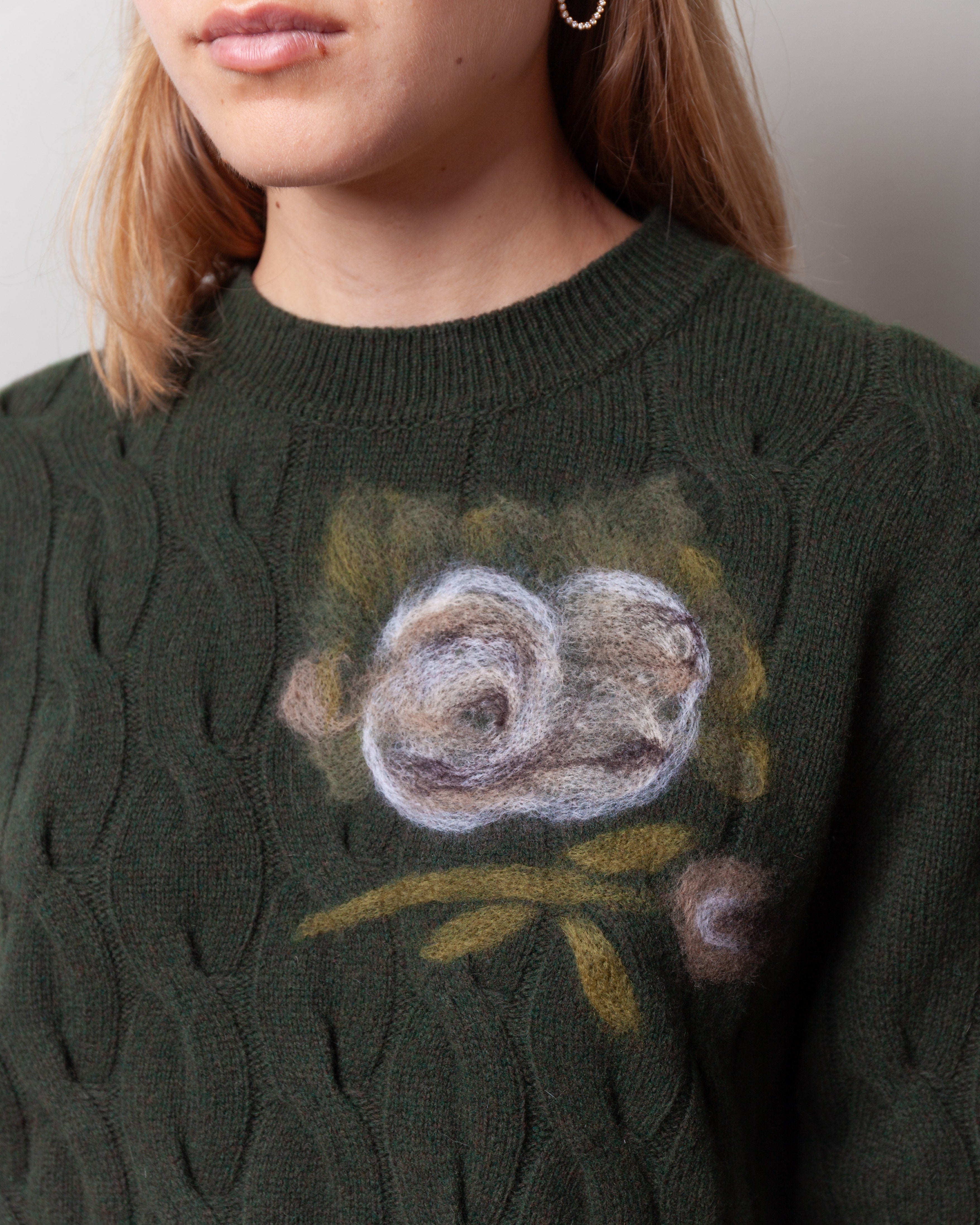 Crew Neck Jumper - Dark Olive