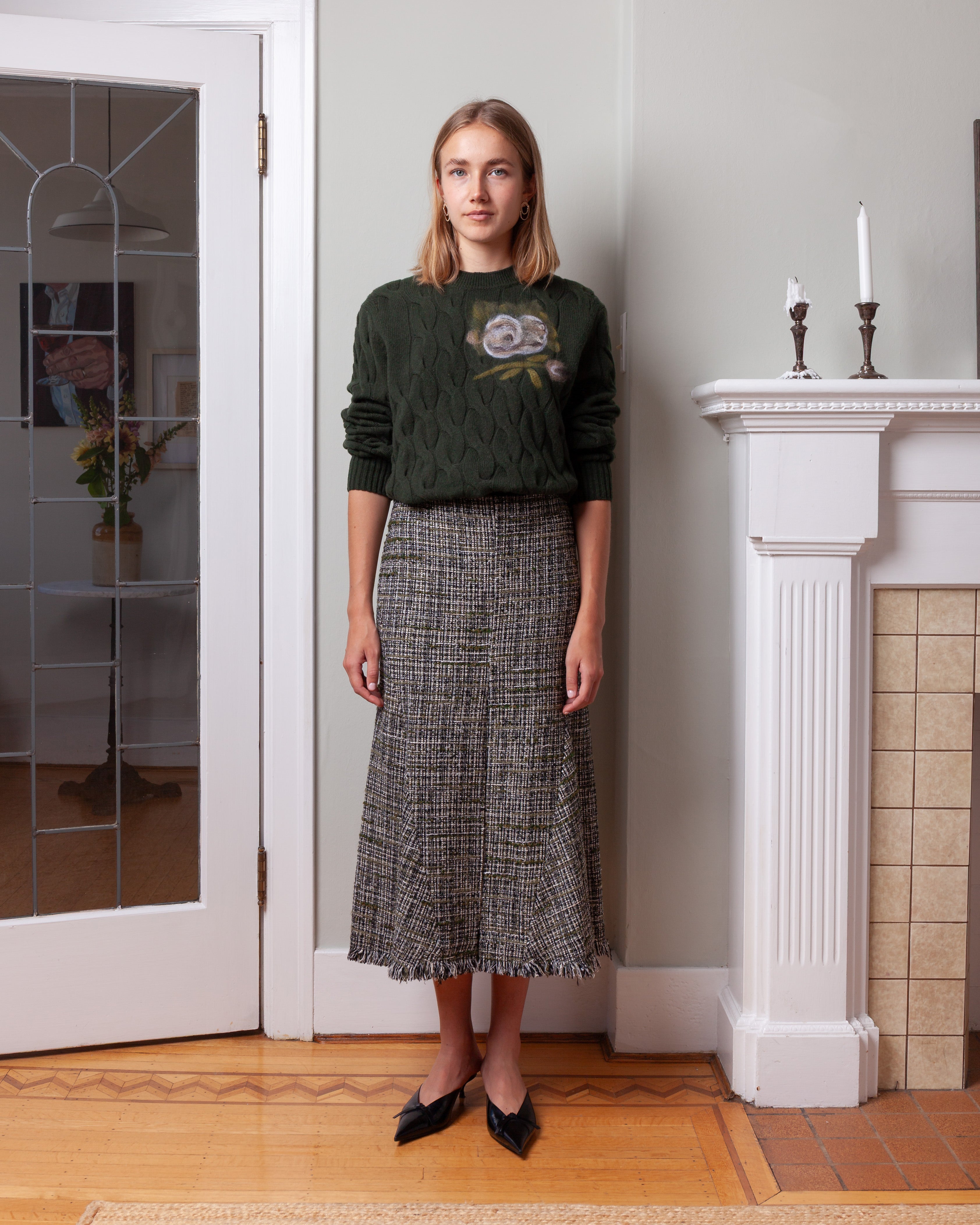 Pencil Midi Skirt - Dark Olive