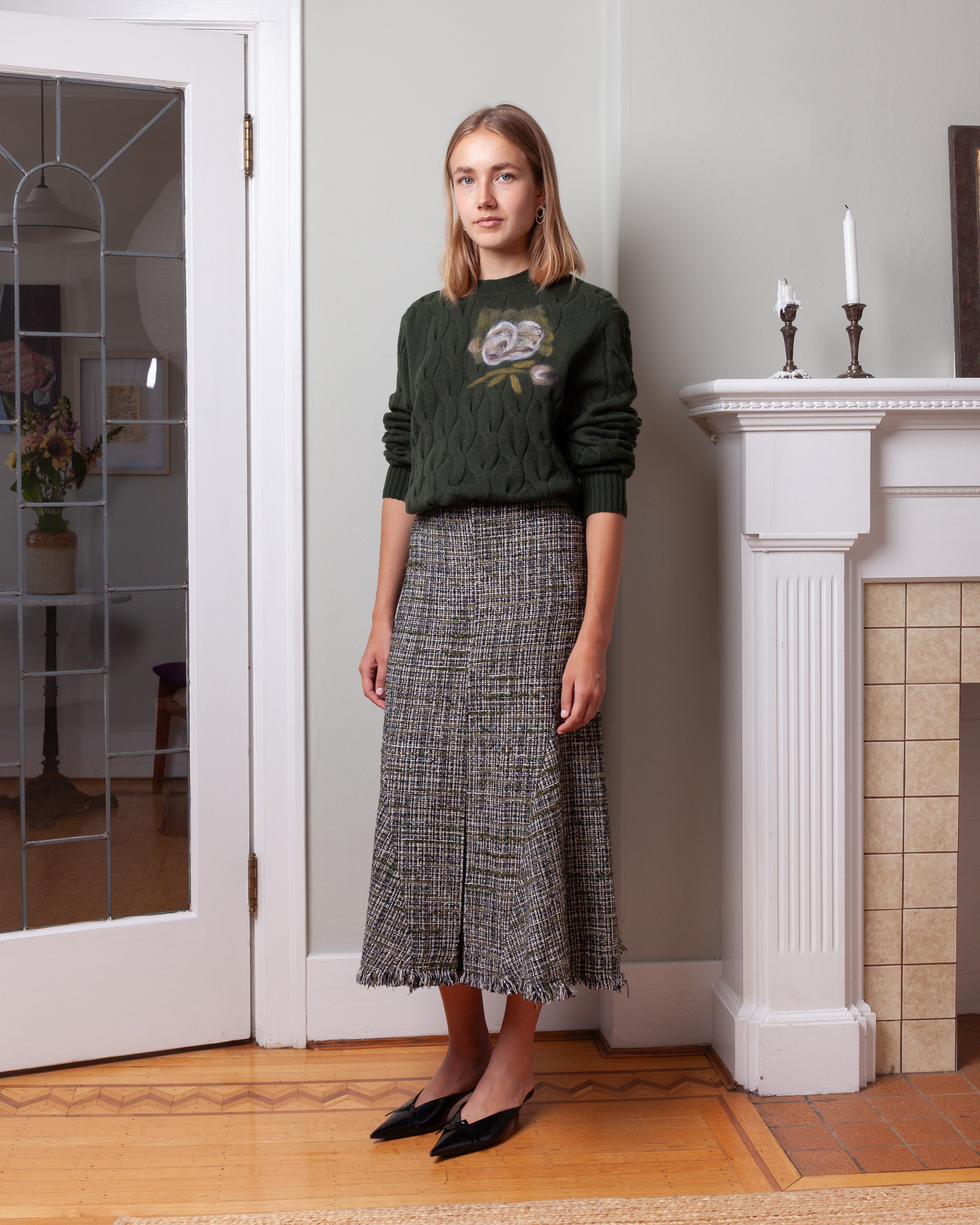 Pencil Midi Skirt - Dark Olive