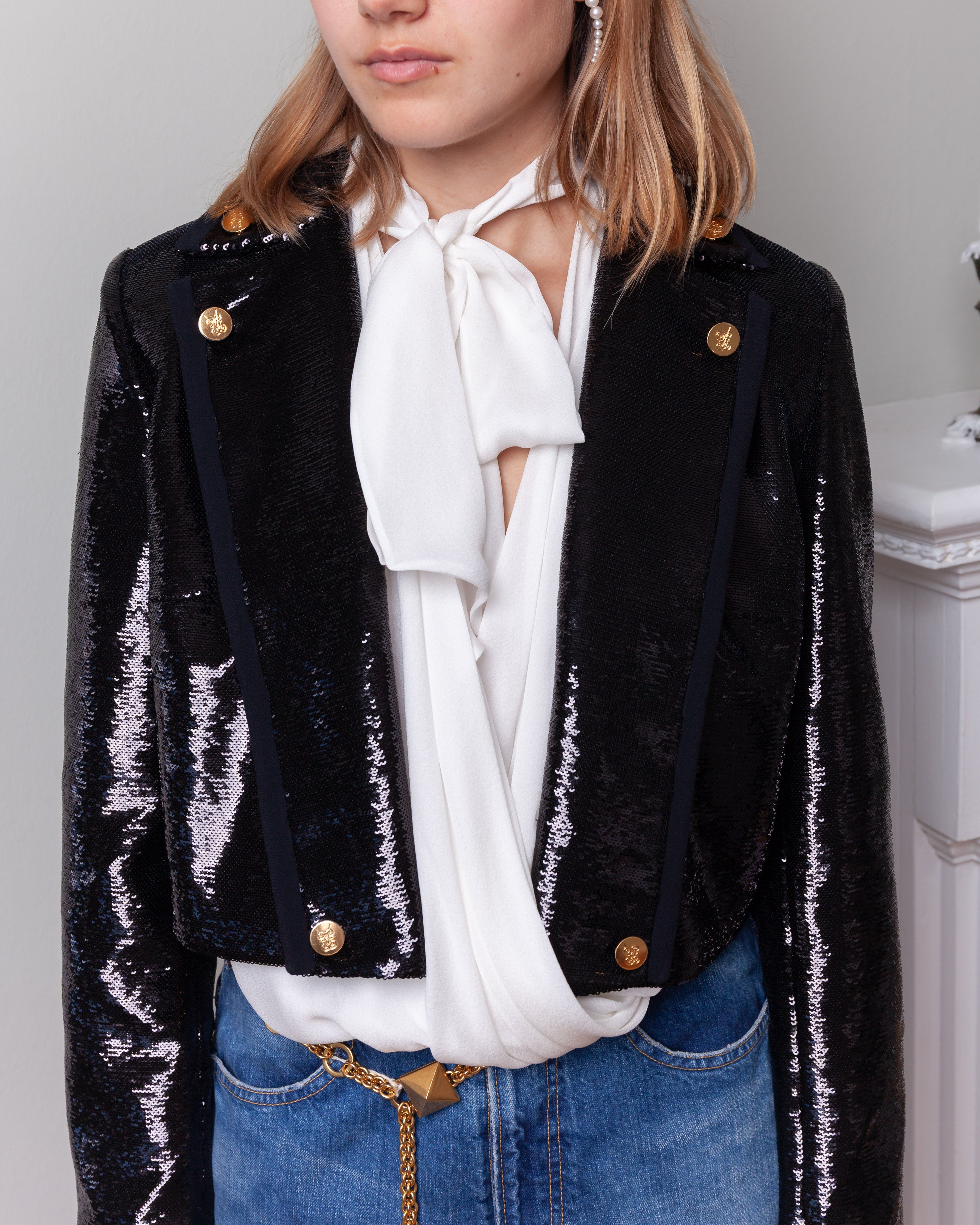 Giambattista Valli-Sequin Jacket - Black-Jackets-Boboli-Vancouver-Canada