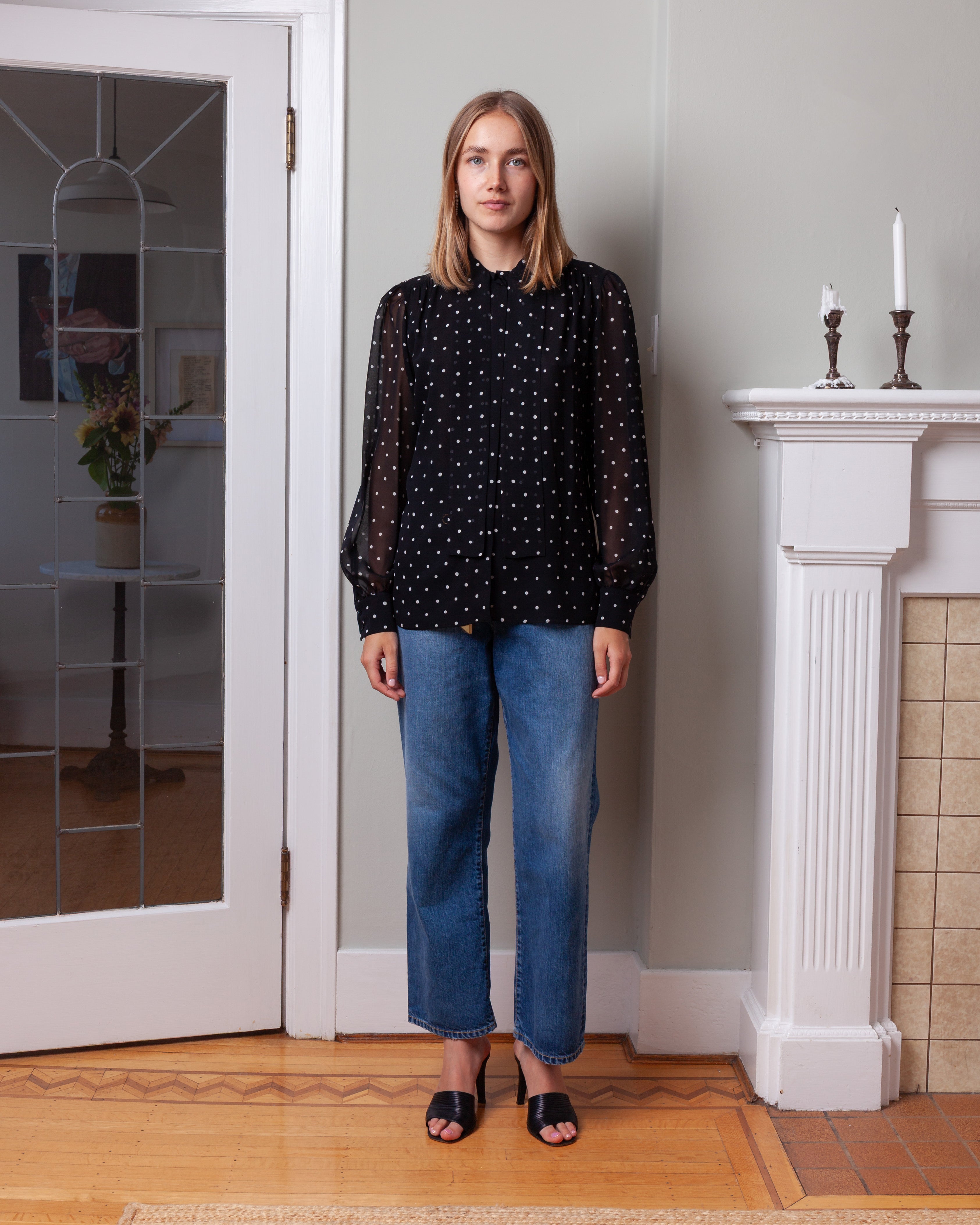 Giambattista Valli-Blouse w/Polka Dots - Black/White-Tops-Boboli-Vancouver-Canada