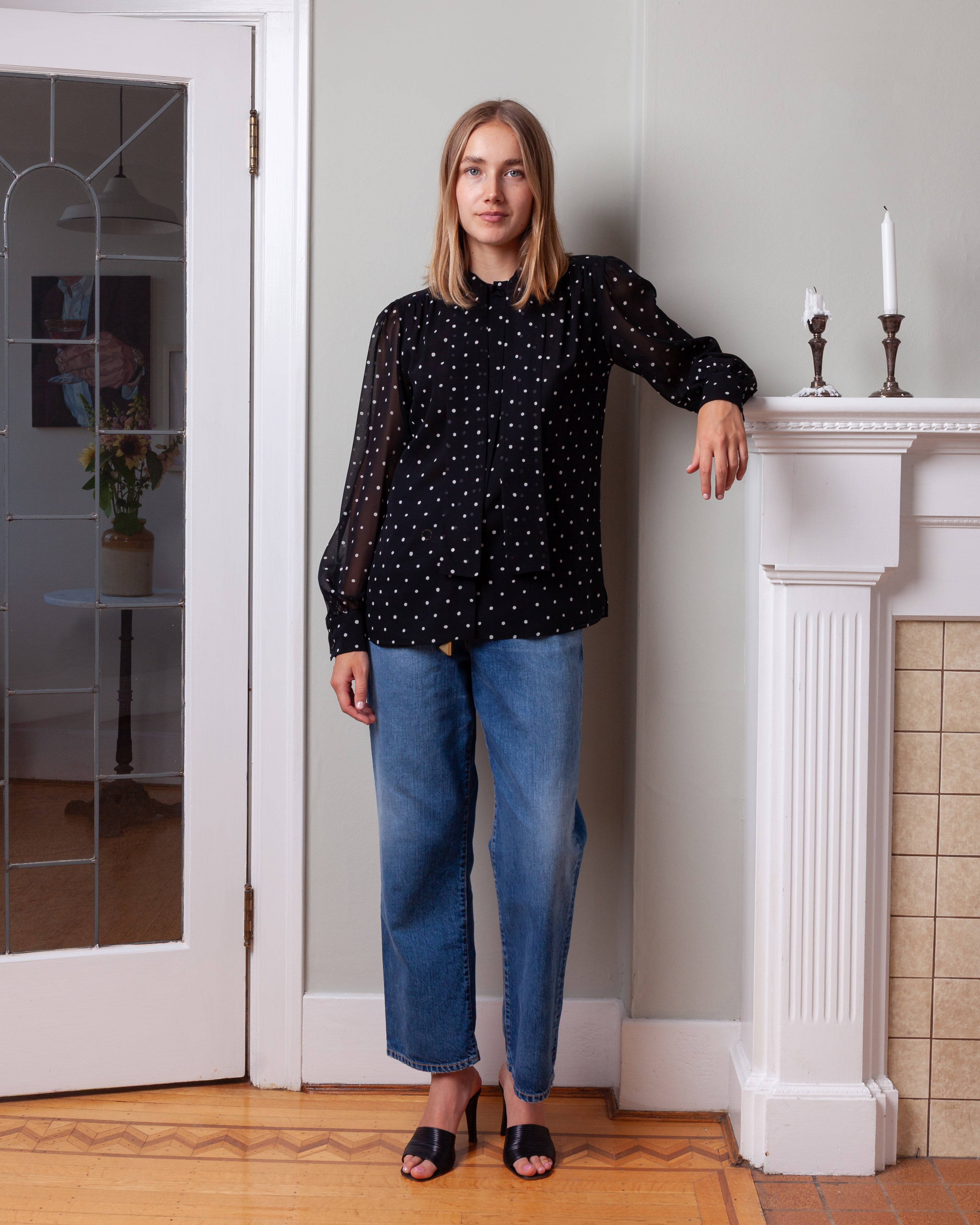 Giambattista Valli-Blouse w/Polka Dots - Black/White-Tops-Boboli-Vancouver-Canada