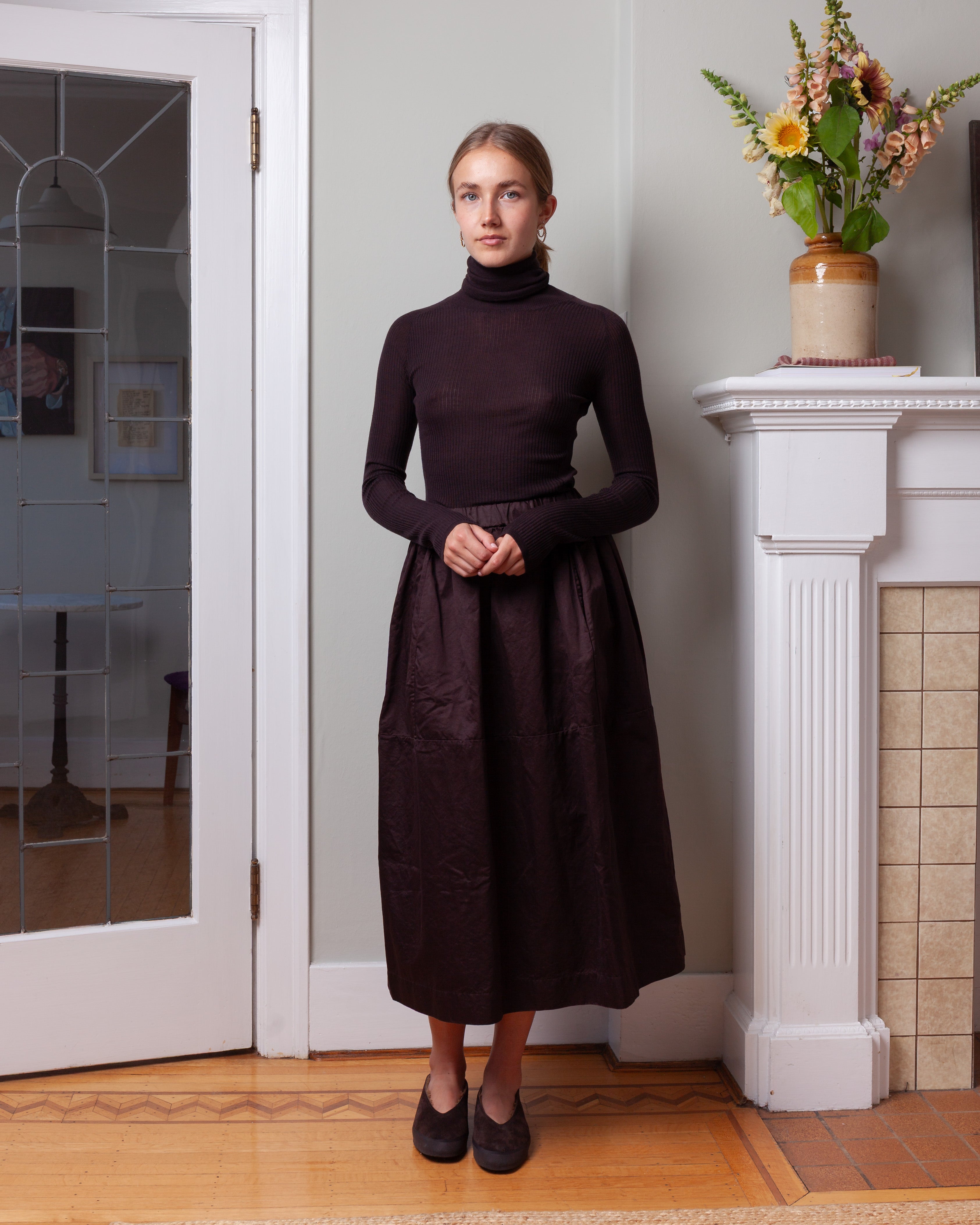 Rib Turtleneck - Rib Light Wool - Dark Brown