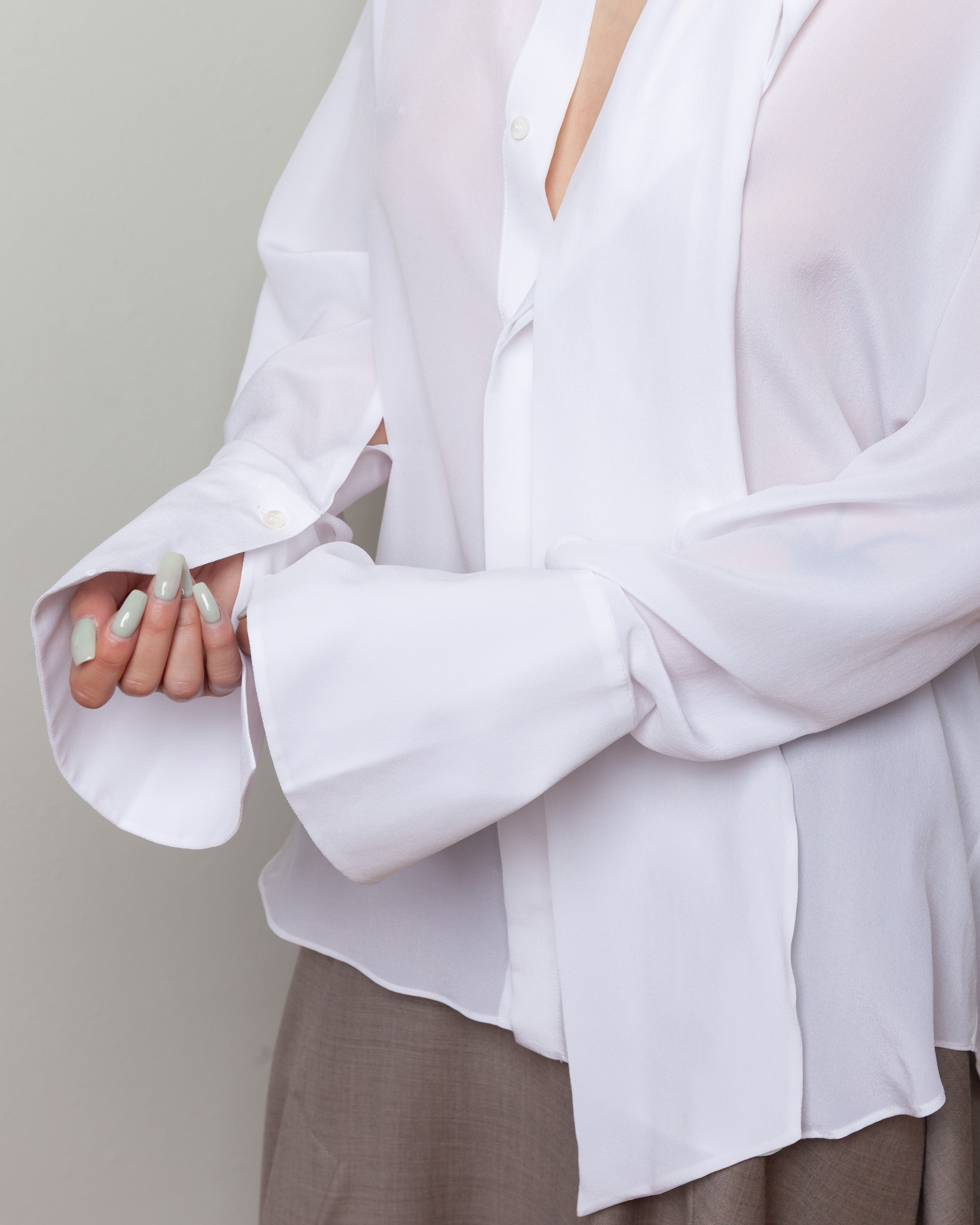Silk Shirt w/Scarf - Off White