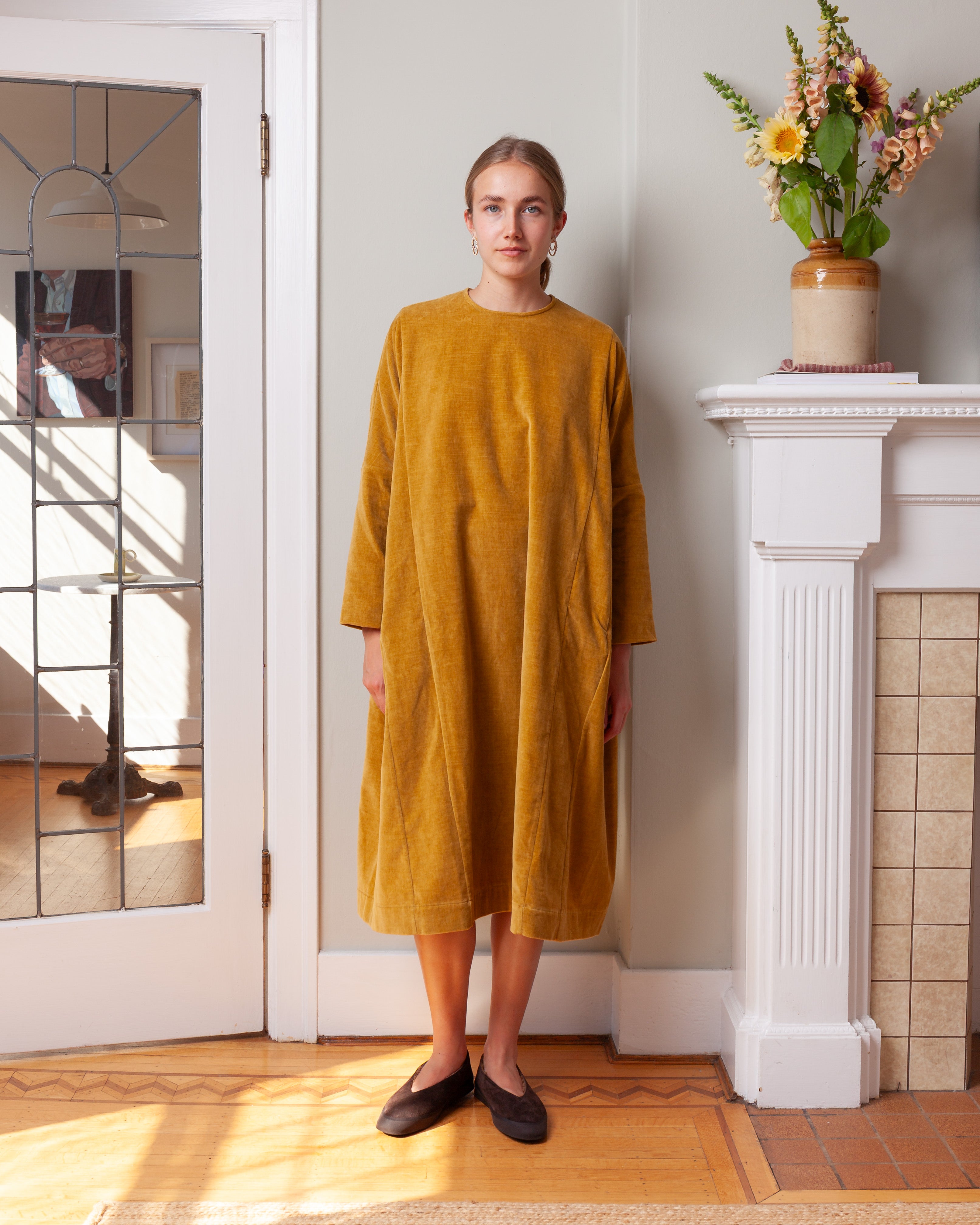 PYJ Rouch Dress - L Velvet - Ocra