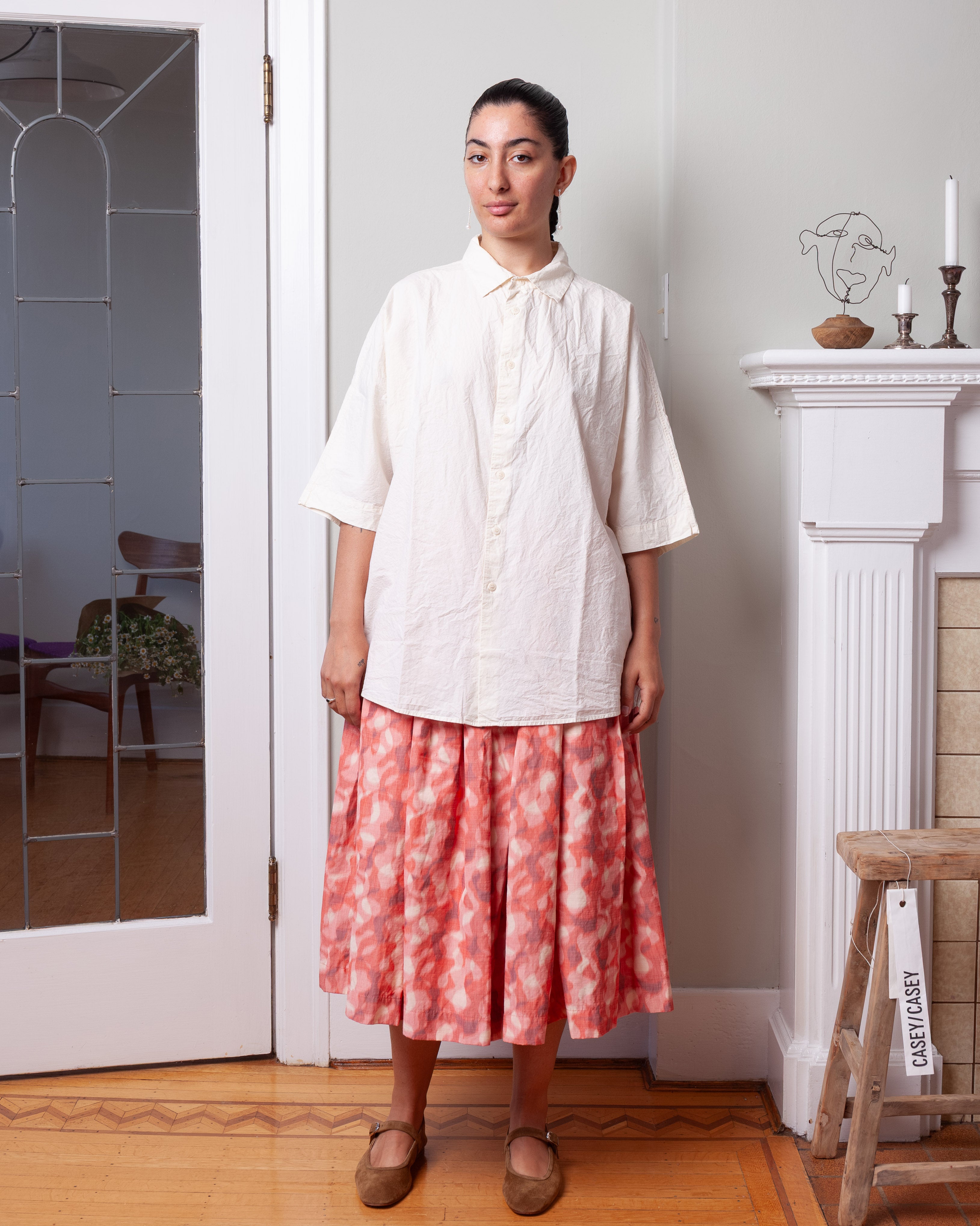 Double Rideau Skirt - Ikat - Coral