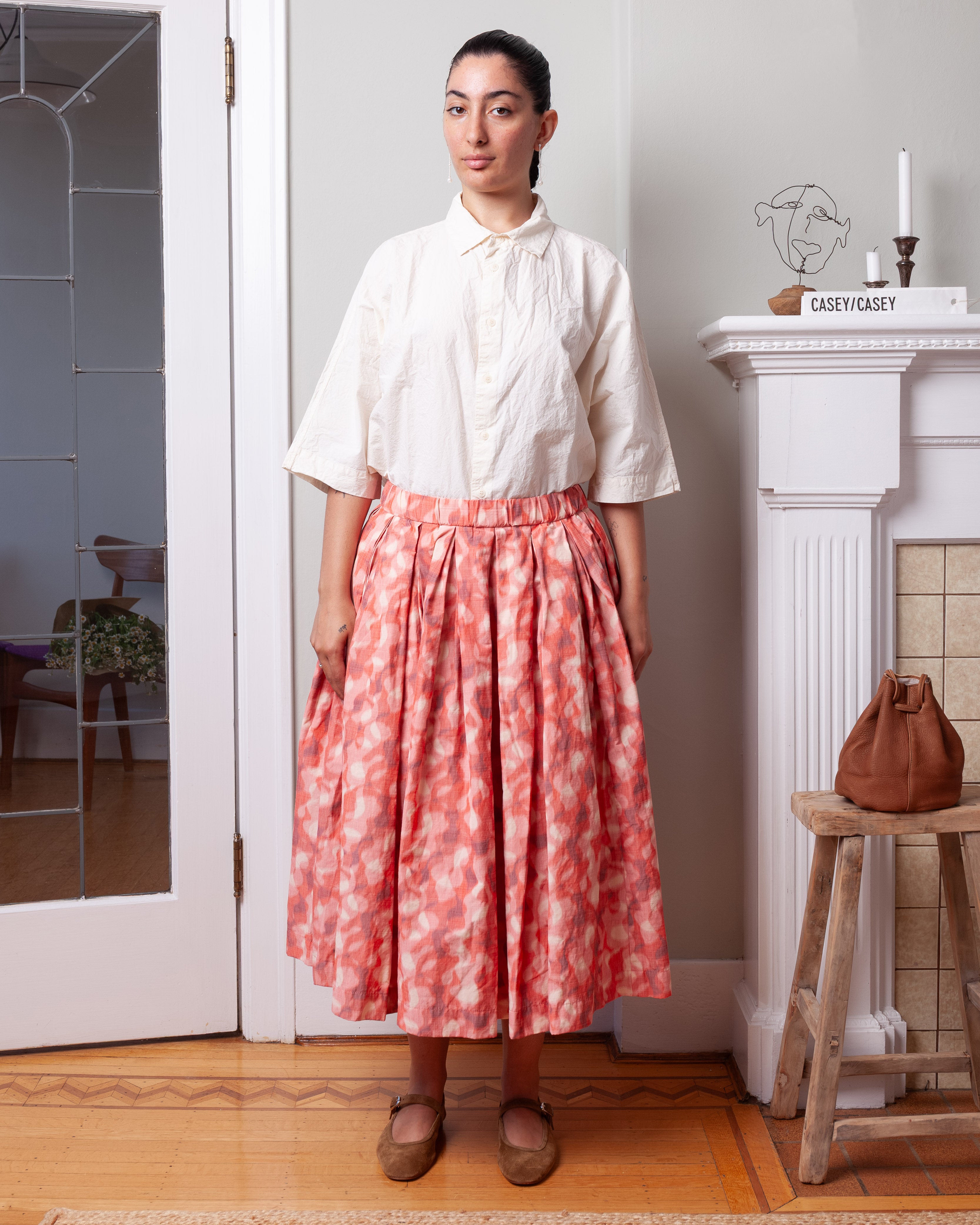 Double Rideau Skirt - Ikat - Coral