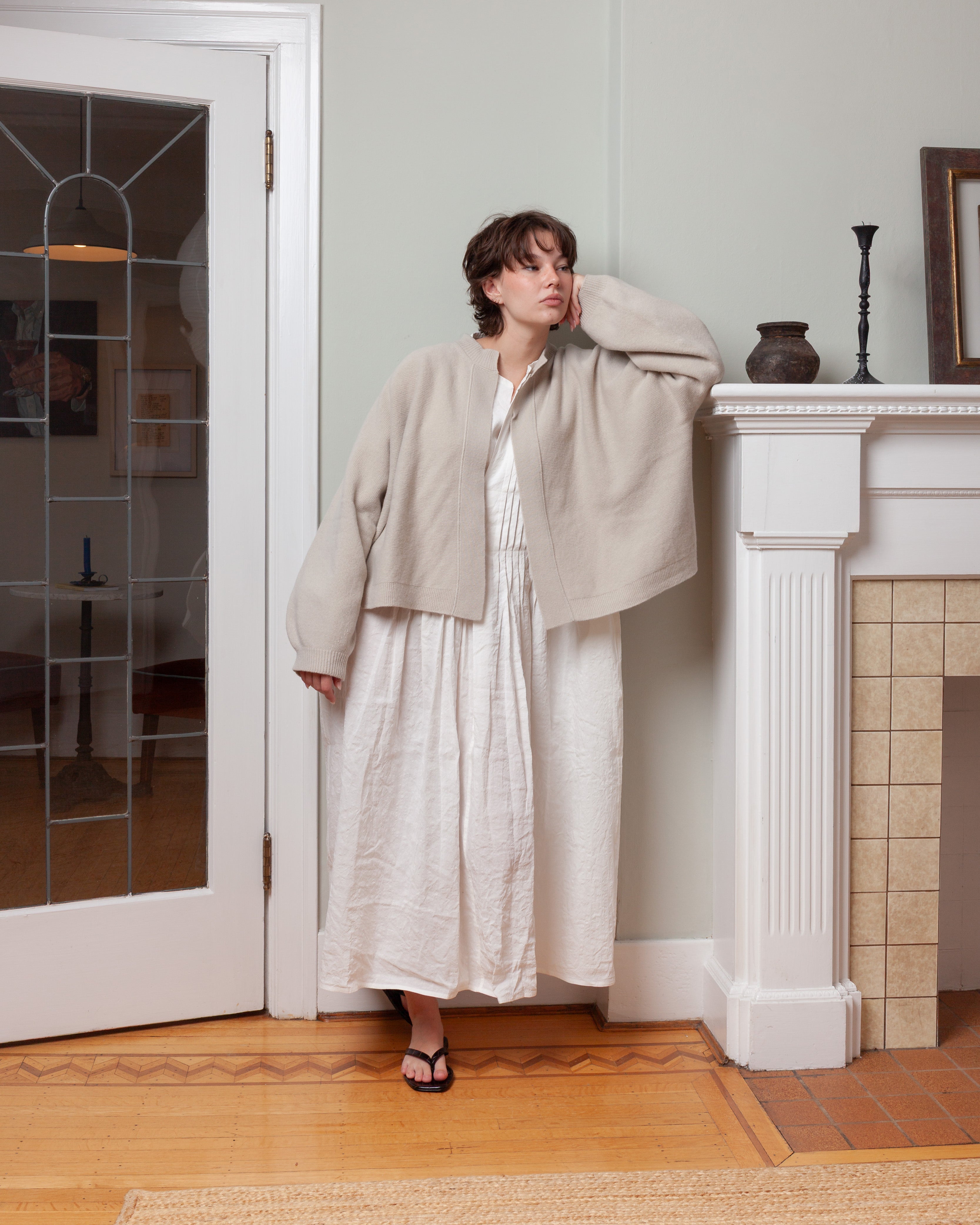 Oversized Cardigan Crewneck - Natural