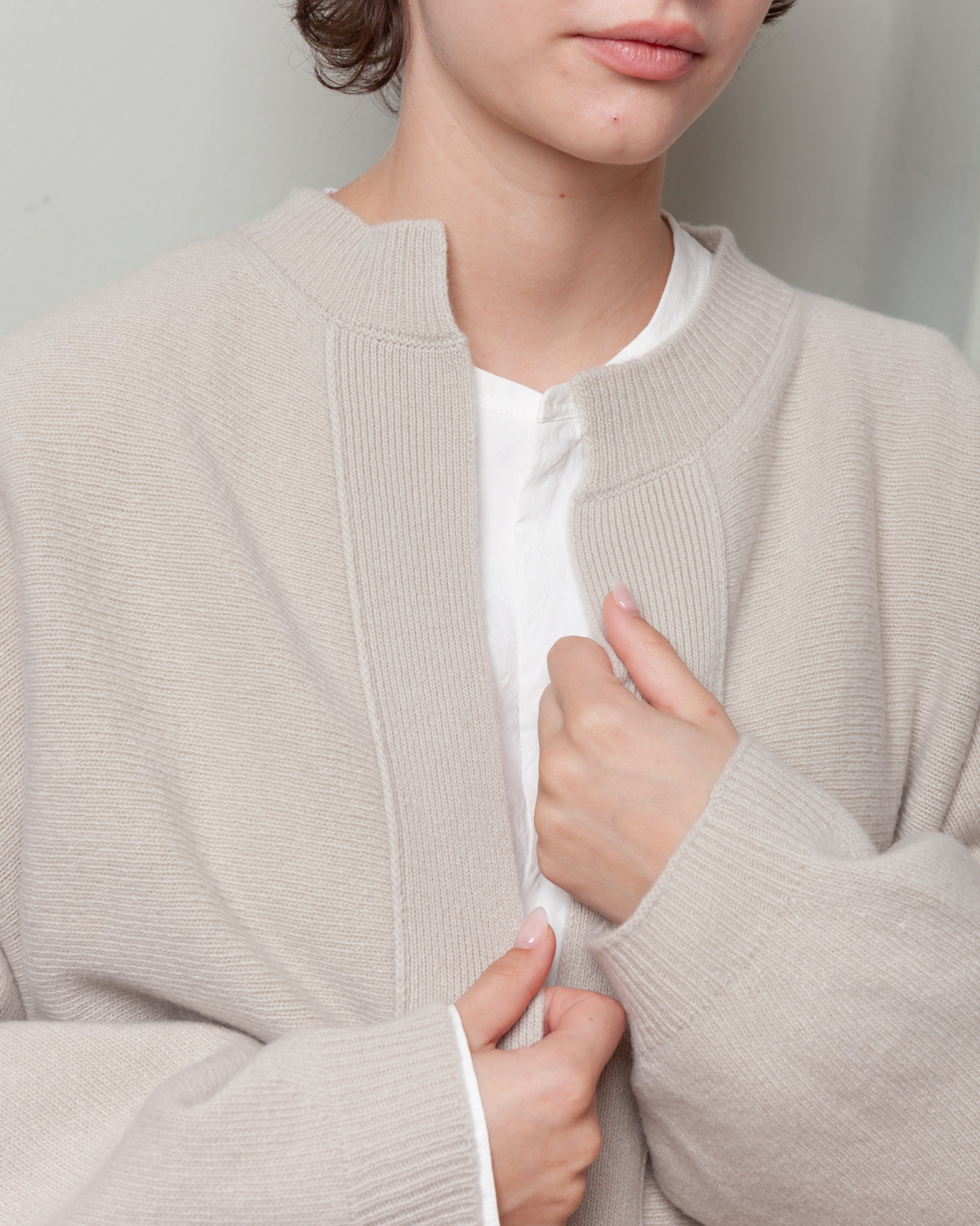 Oversized Cardigan Crewneck - Natural