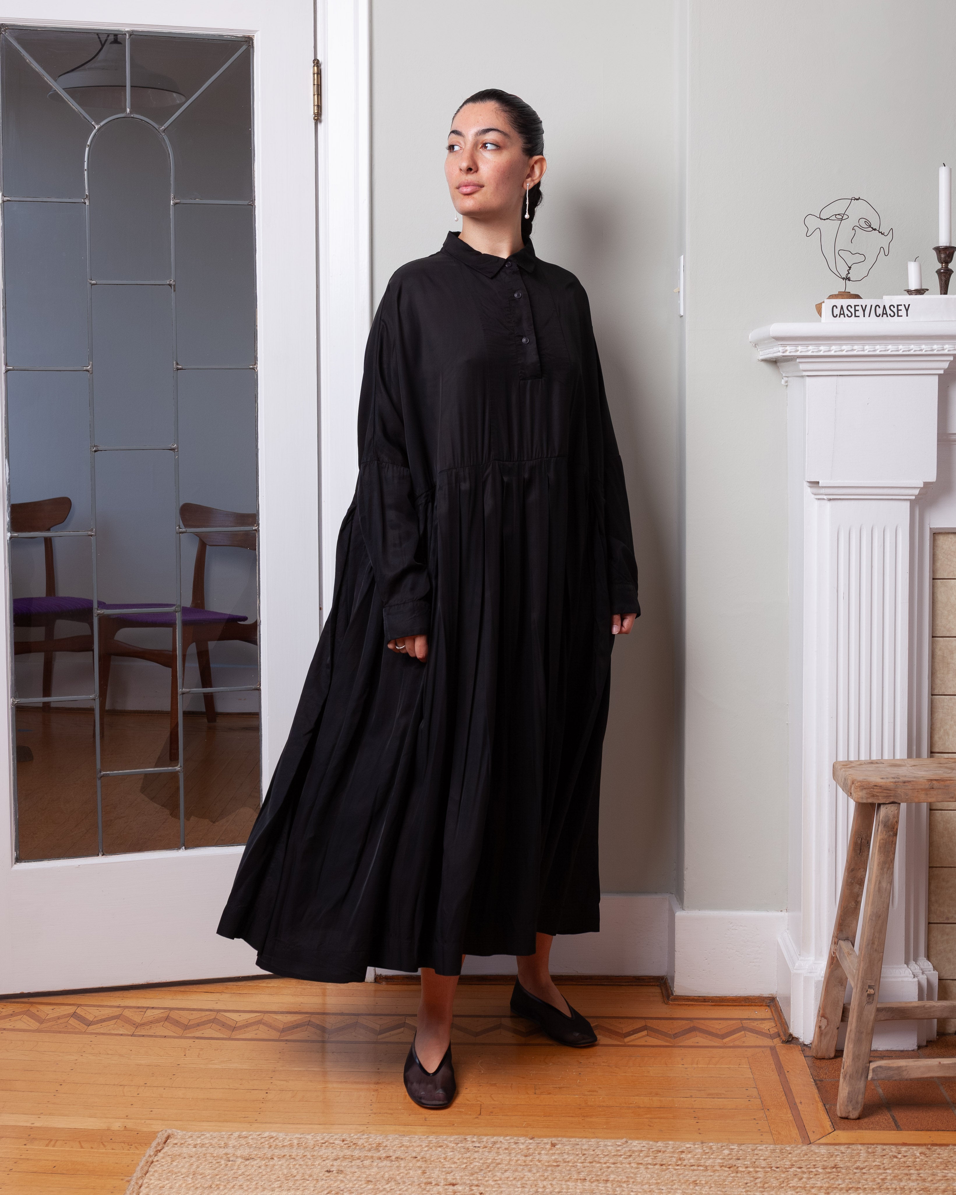 Waga Box Dress - Cupro - Black