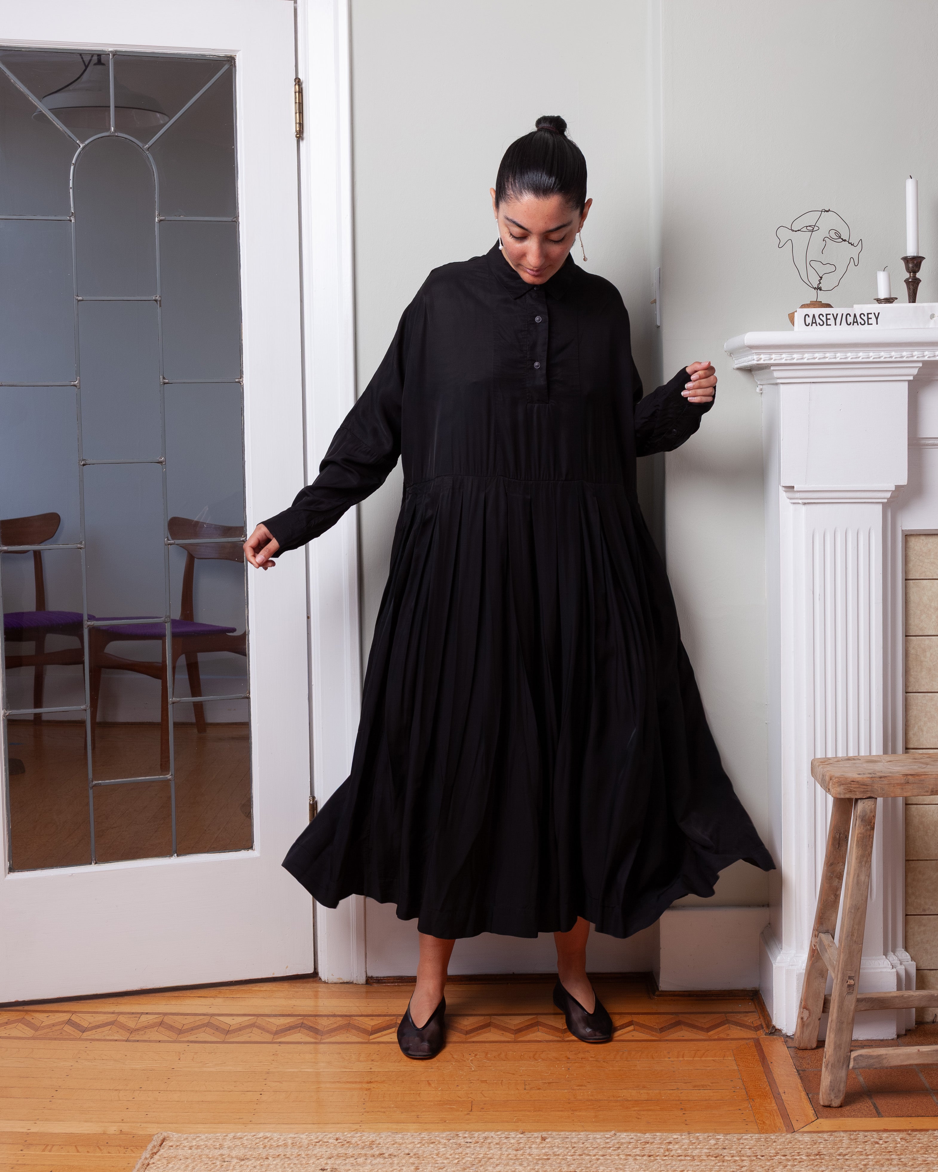 Waga Box Dress - Cupro - Black