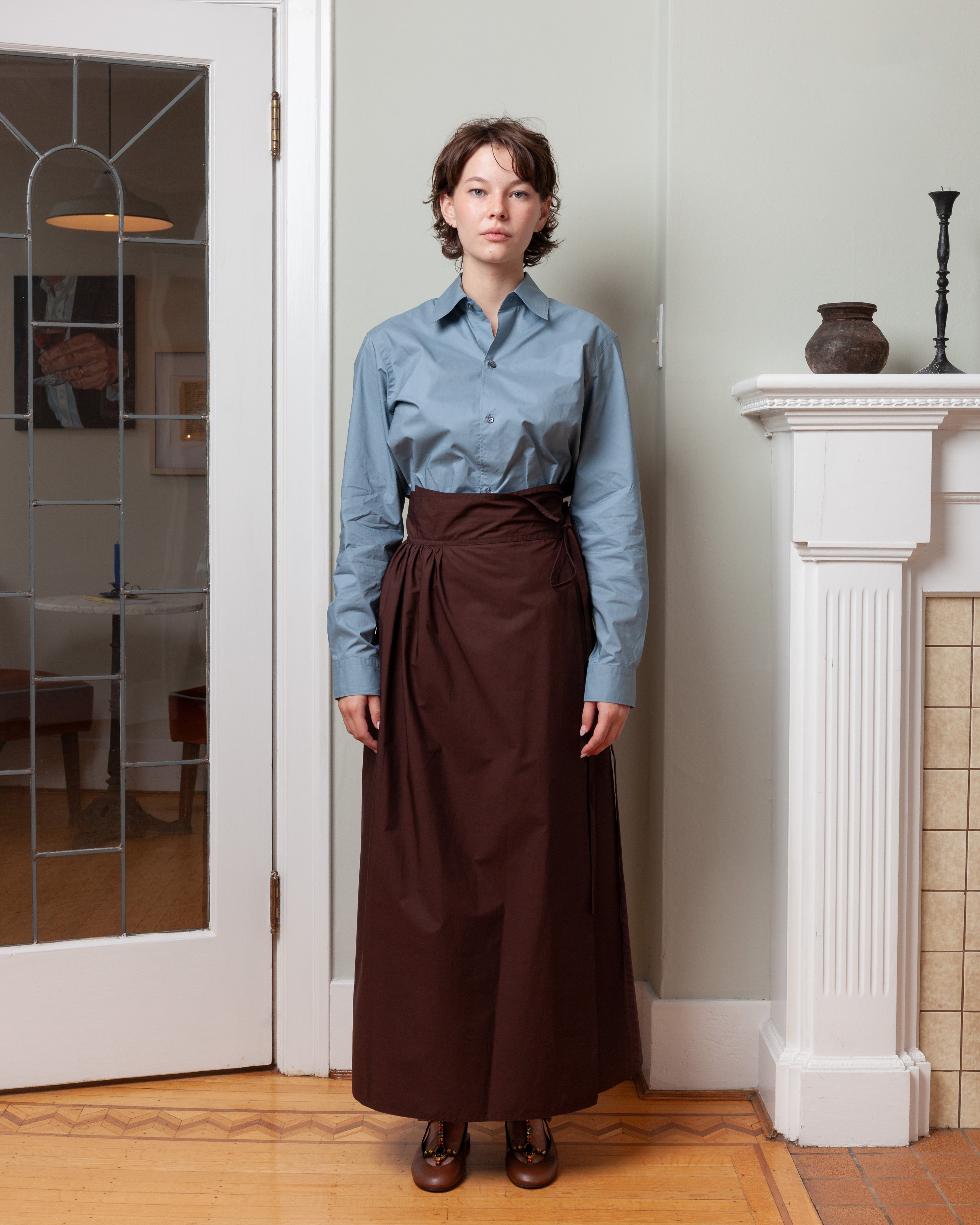 Wrap Skirt With Back Patch Pocket - Cacao