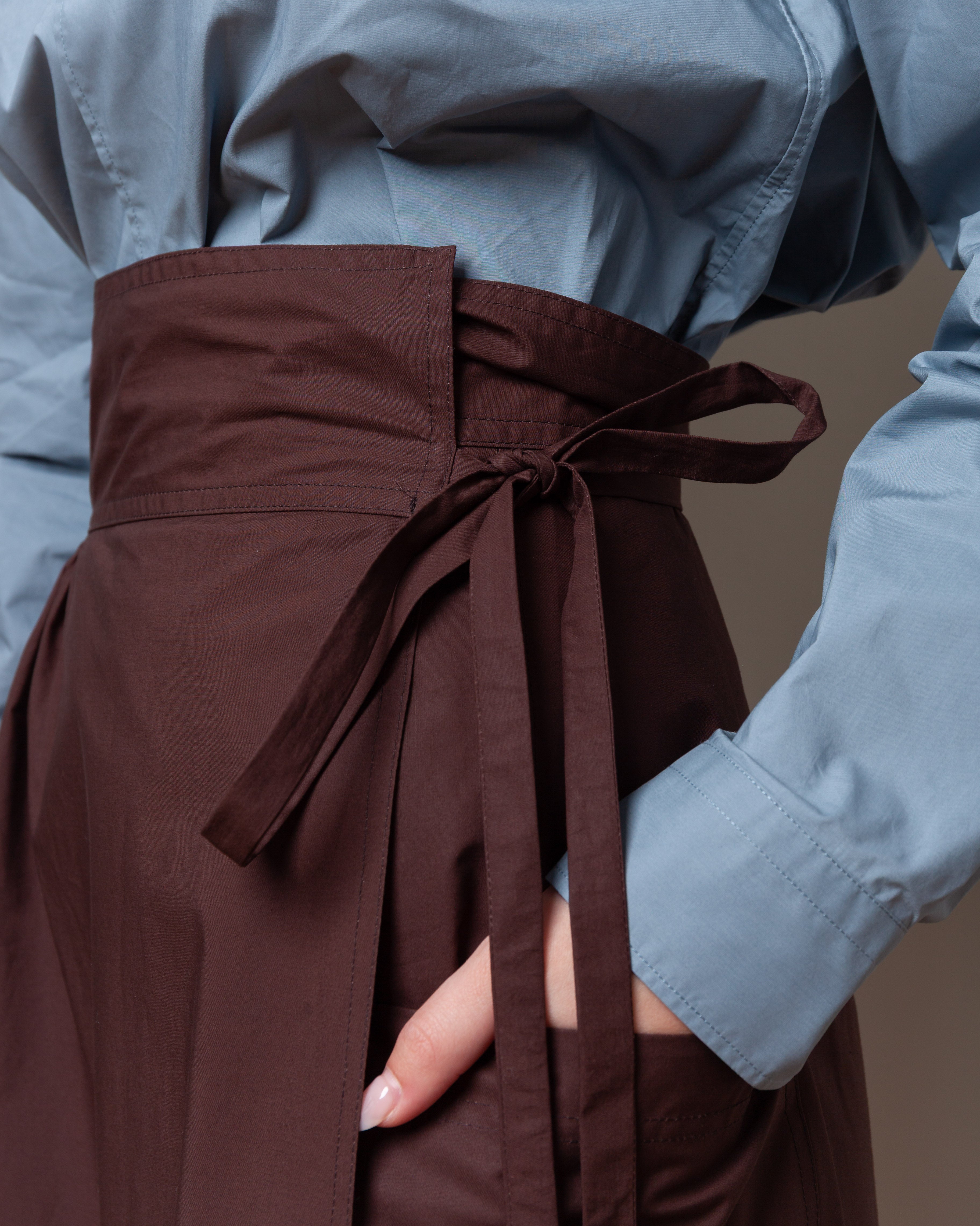 Wrap Skirt With Back Patch Pocket - Cacao