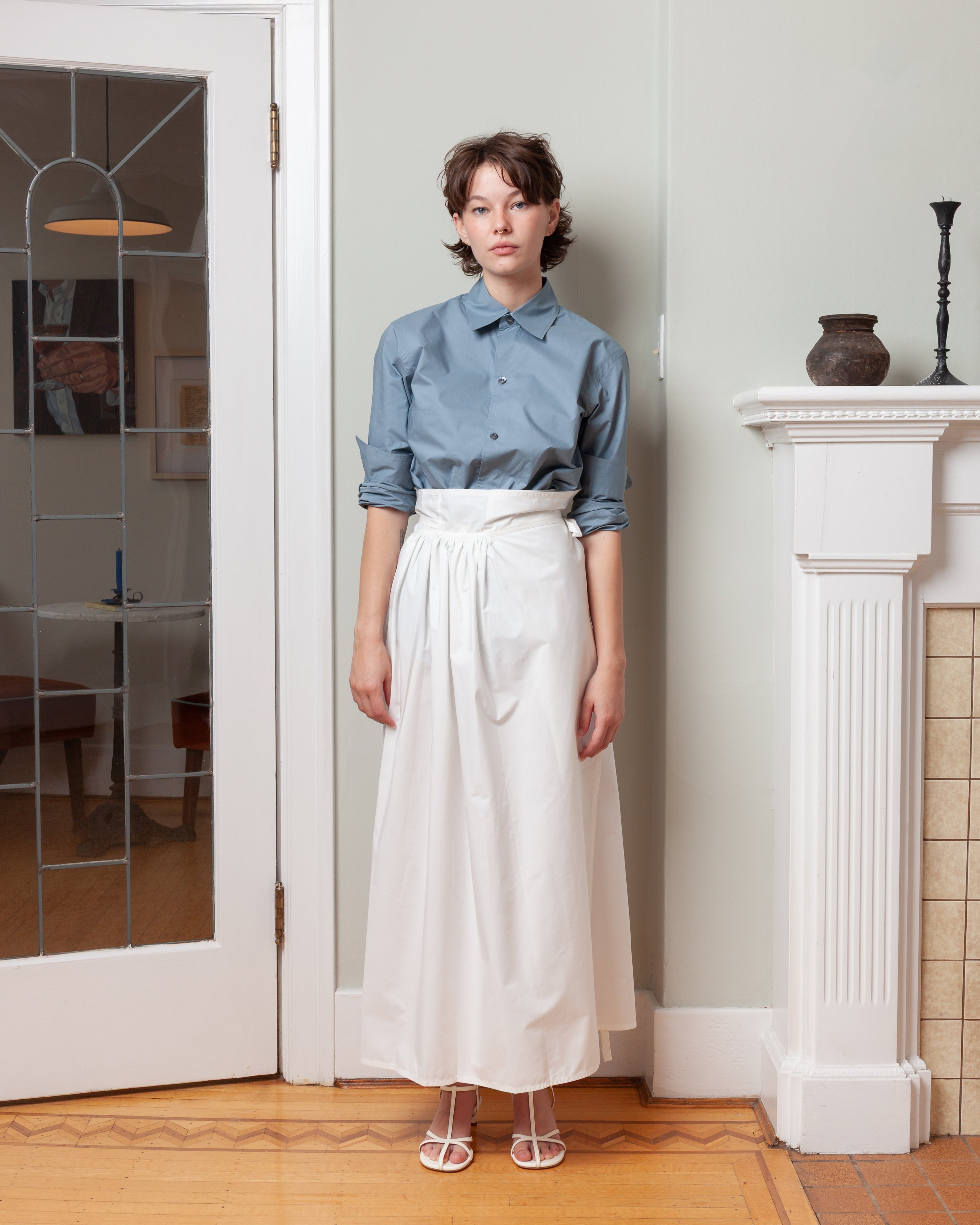 Wrap Skirt With Back Patch Pocket - Off-White