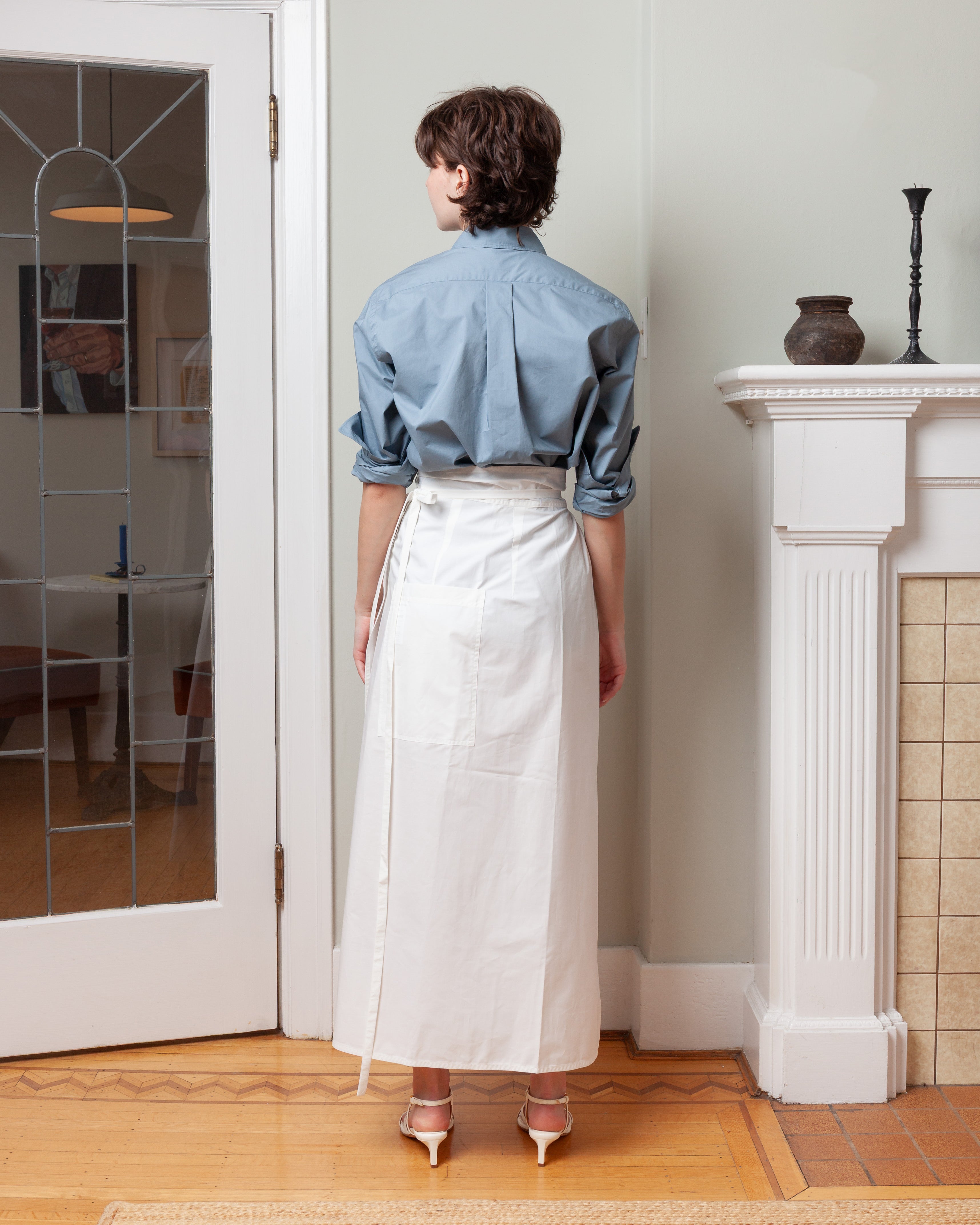 Wrap Skirt With Back Patch Pocket - Off-White