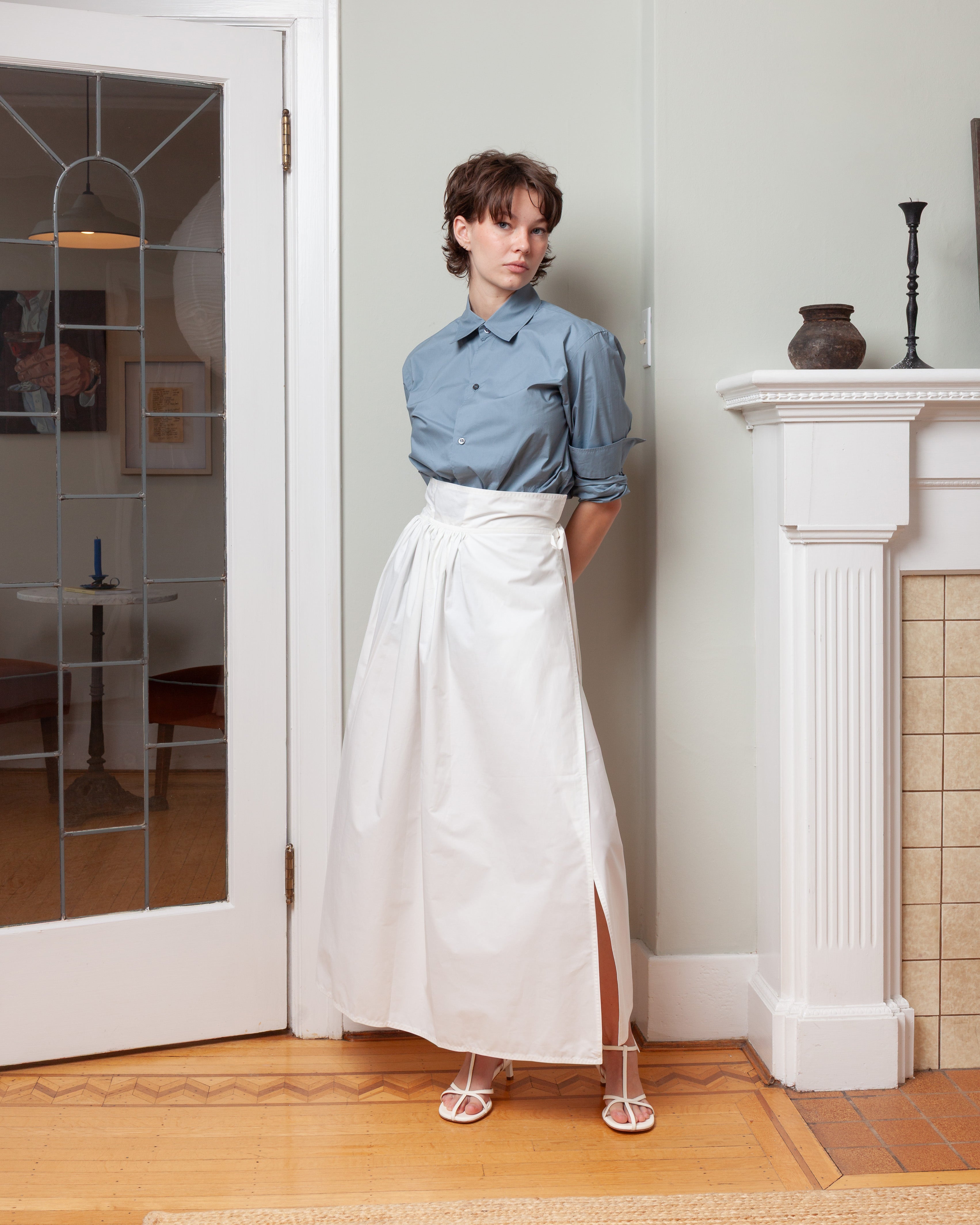 Wrap Skirt With Back Patch Pocket - Off-White