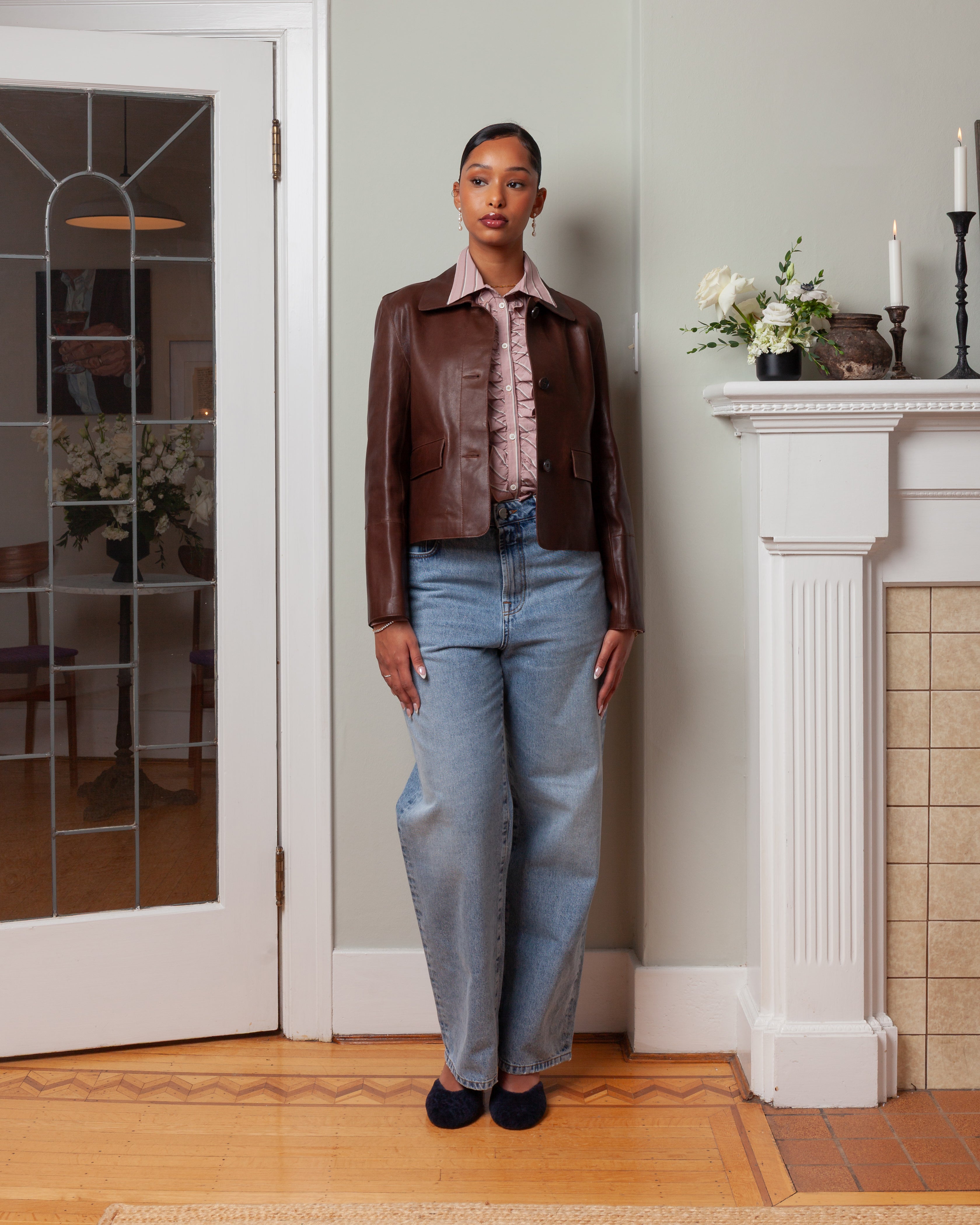 Arma-Fem Vintage Leather Jacket - Mud Brown-Jackets-Boboli-Vancouver-Canada