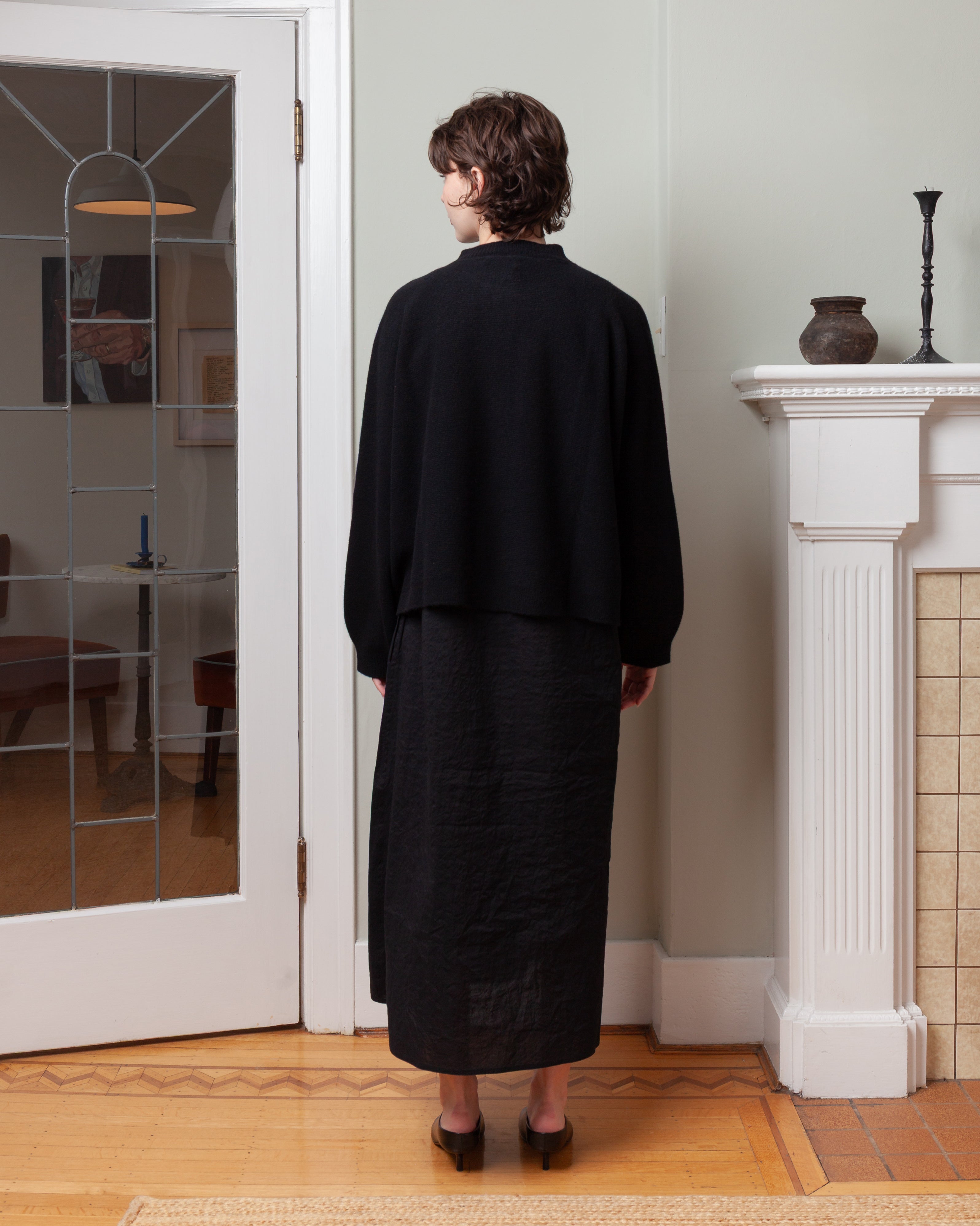 Oversized Cardigan Crewneck - Black