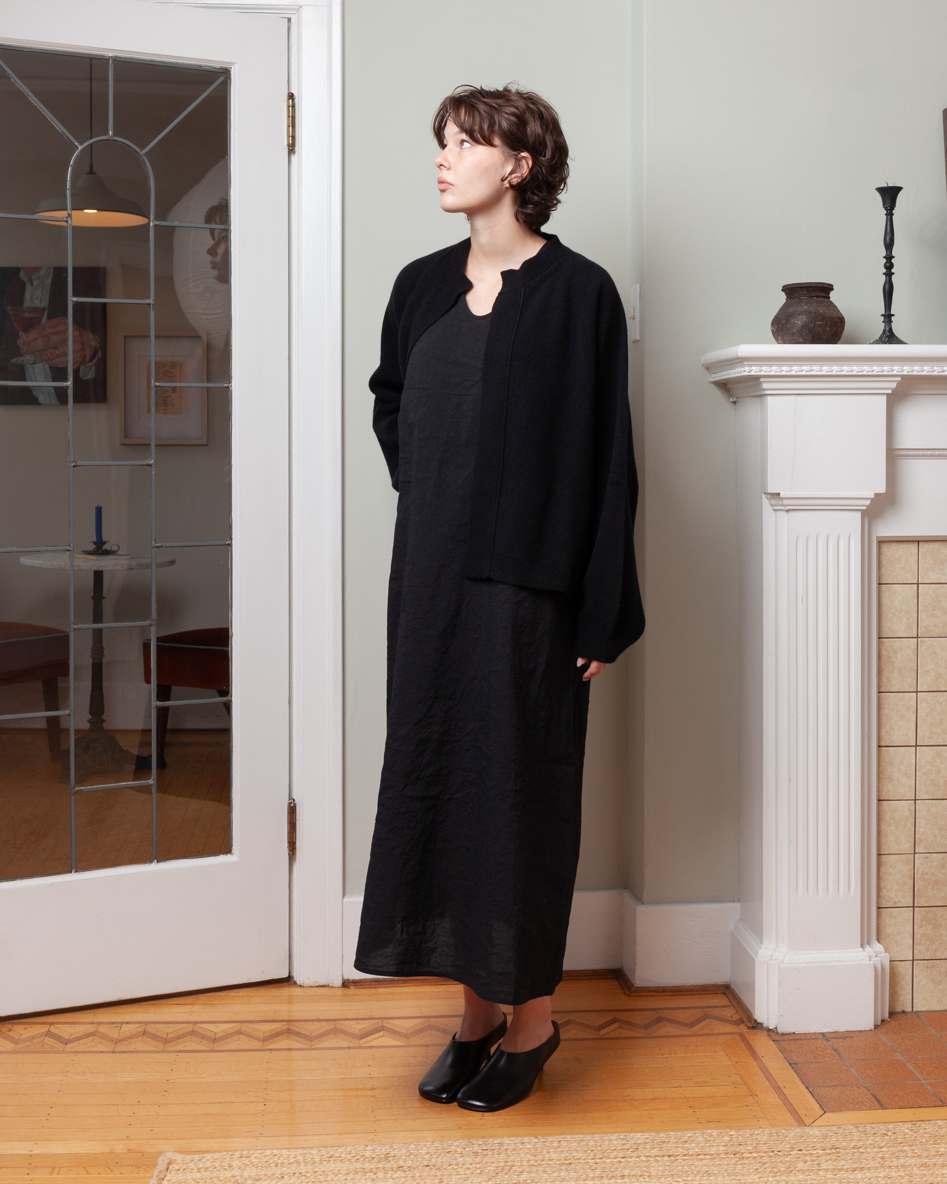 Oversized Cardigan Crewneck - Black