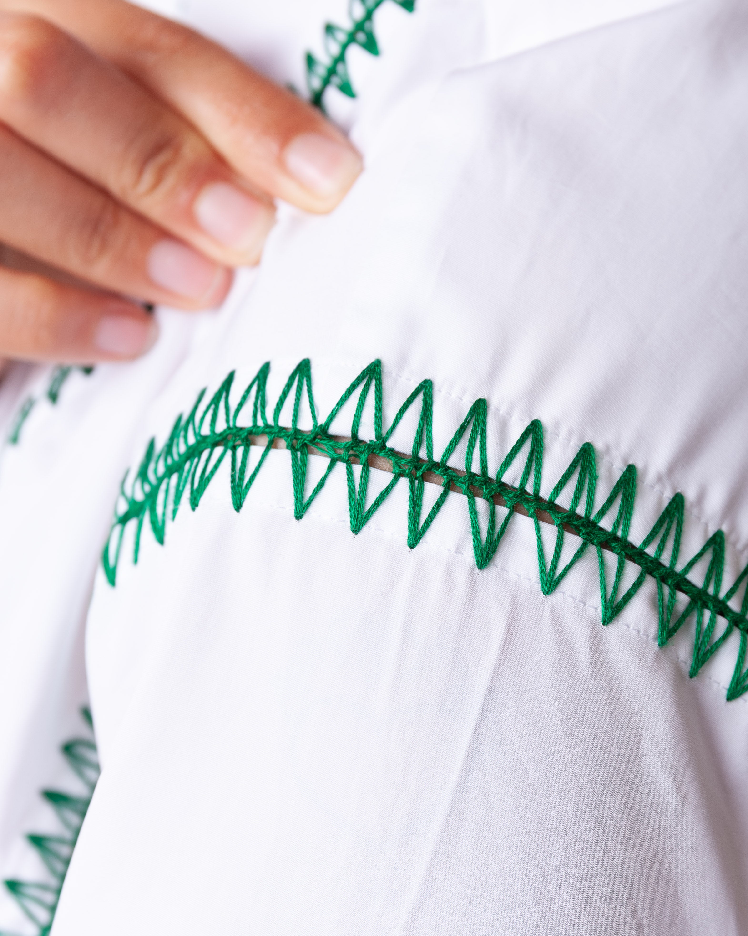 Marocaine Painter's Shirt w/Boxer 2Pcs - White Poplin/Green