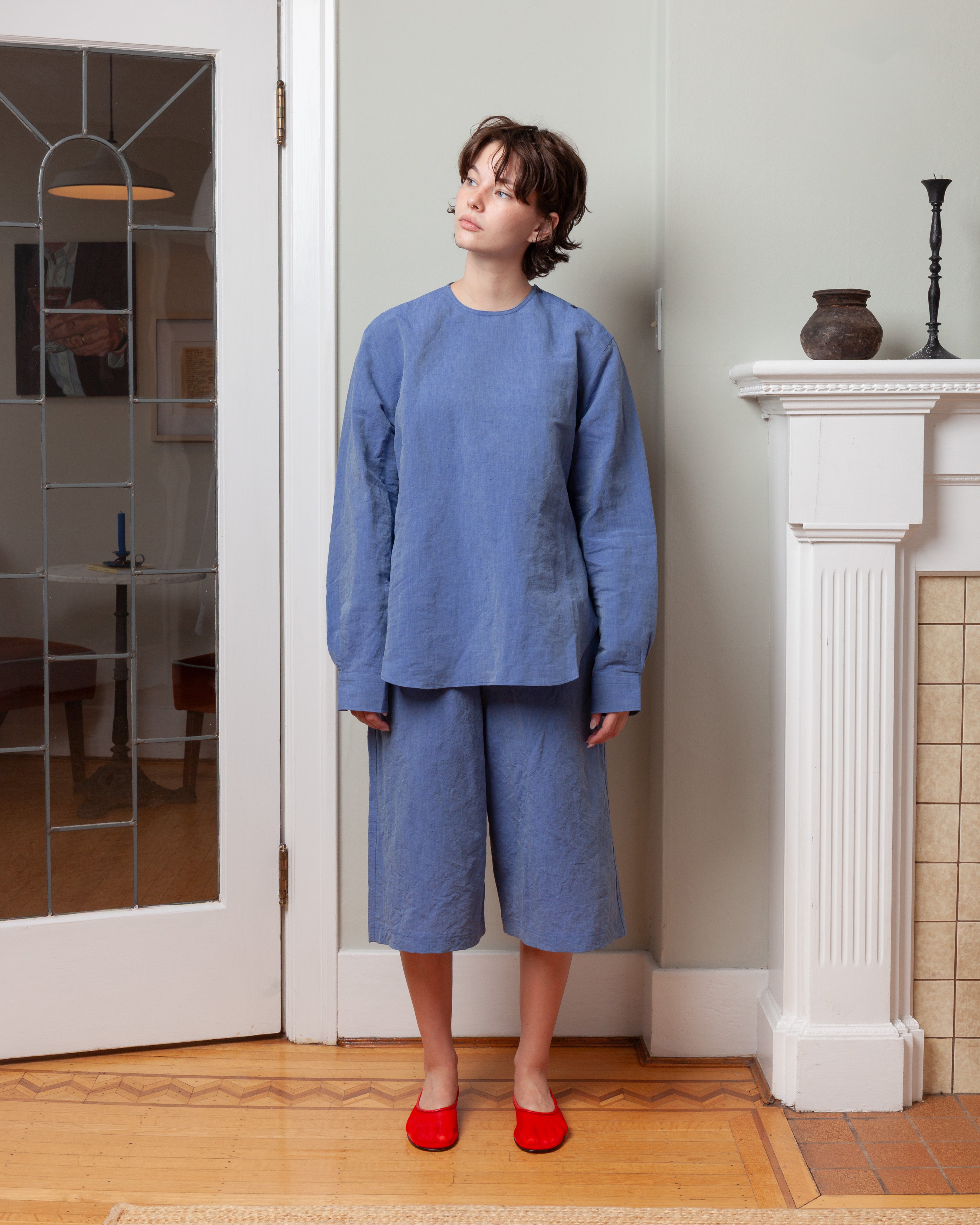 Long Sleeve Crewneck Shirt - Blue