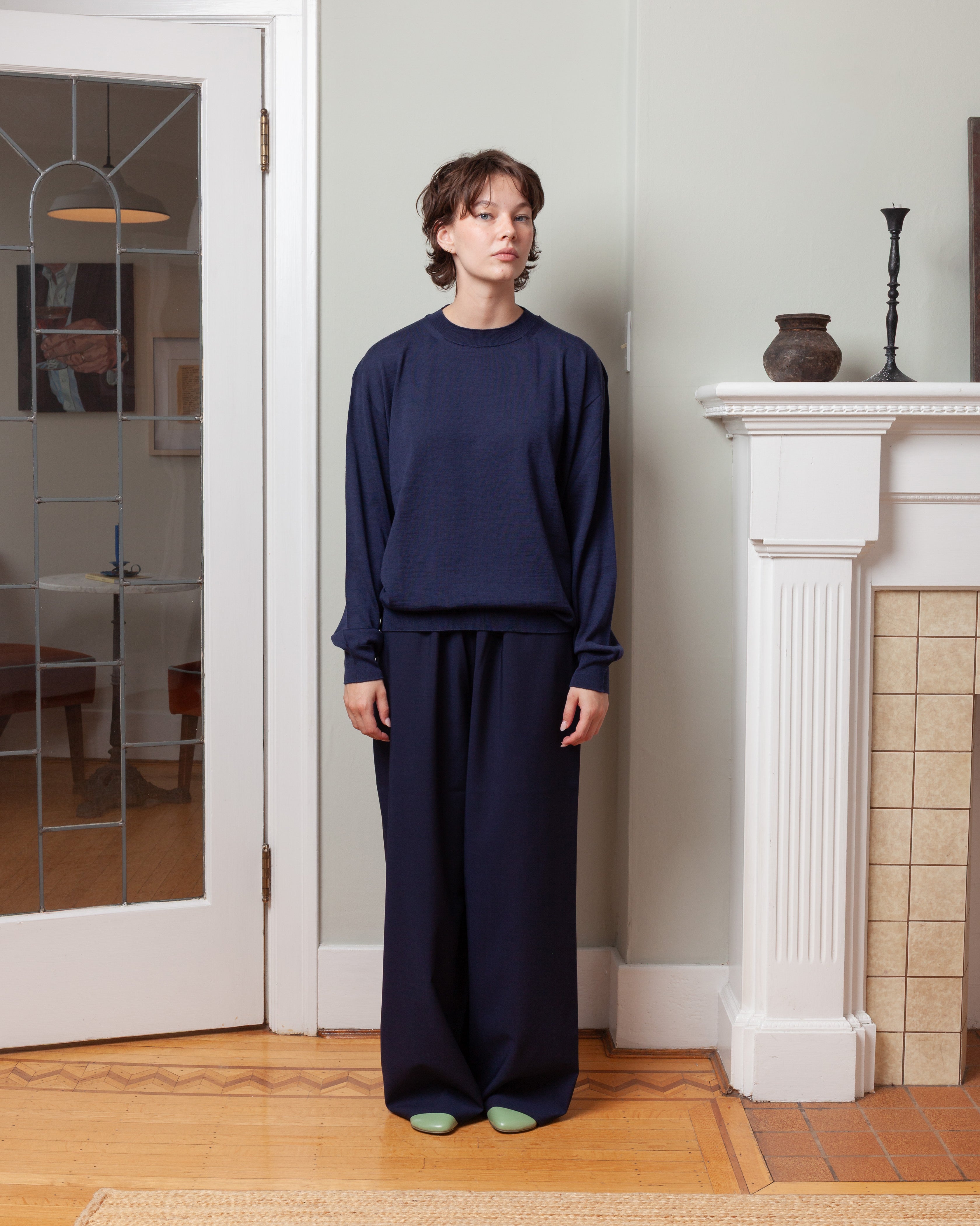 Crewneck Pullover Long Sleeve Top - Midnight