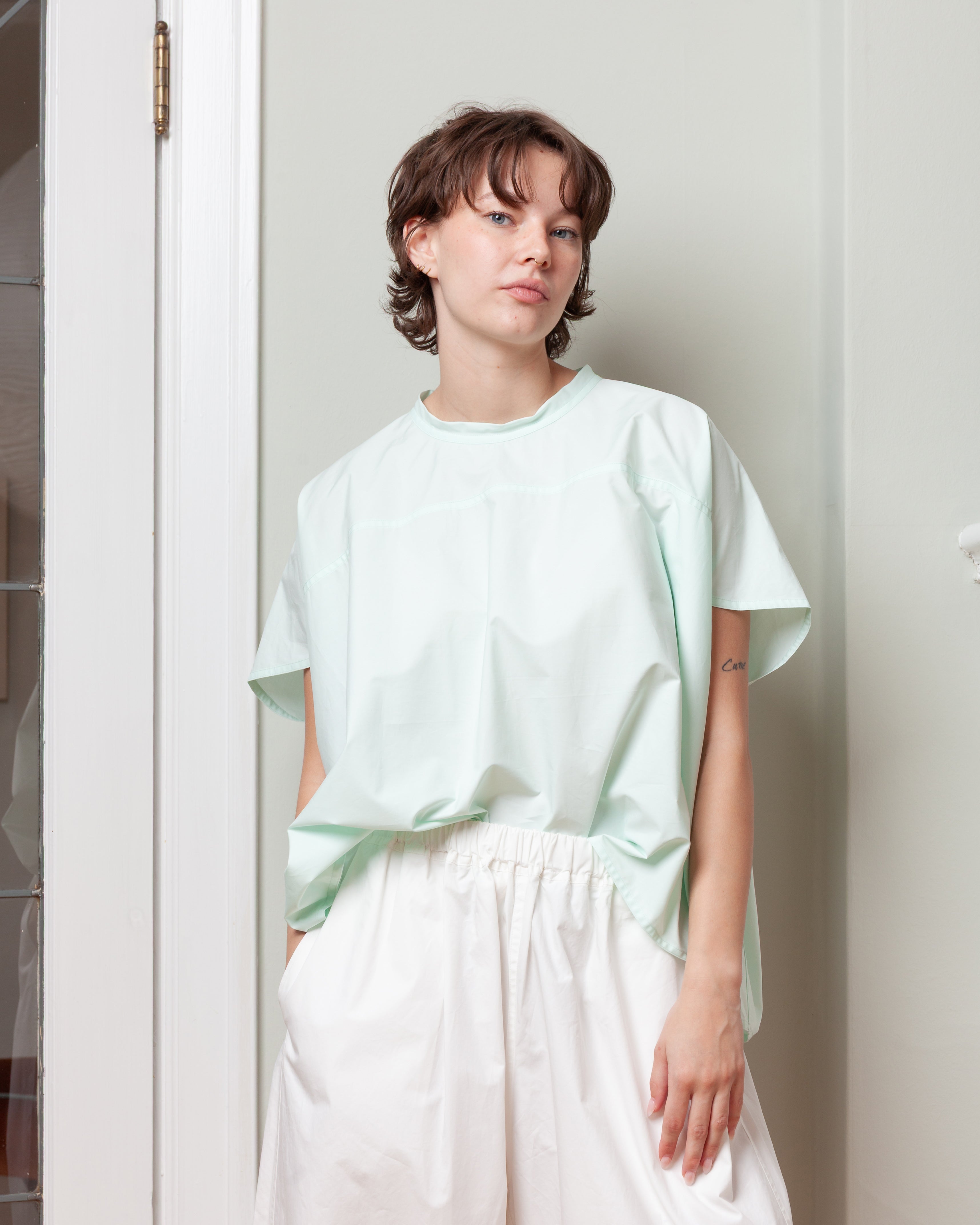 Wide Sleeveless Crewneck Shirt - Mint