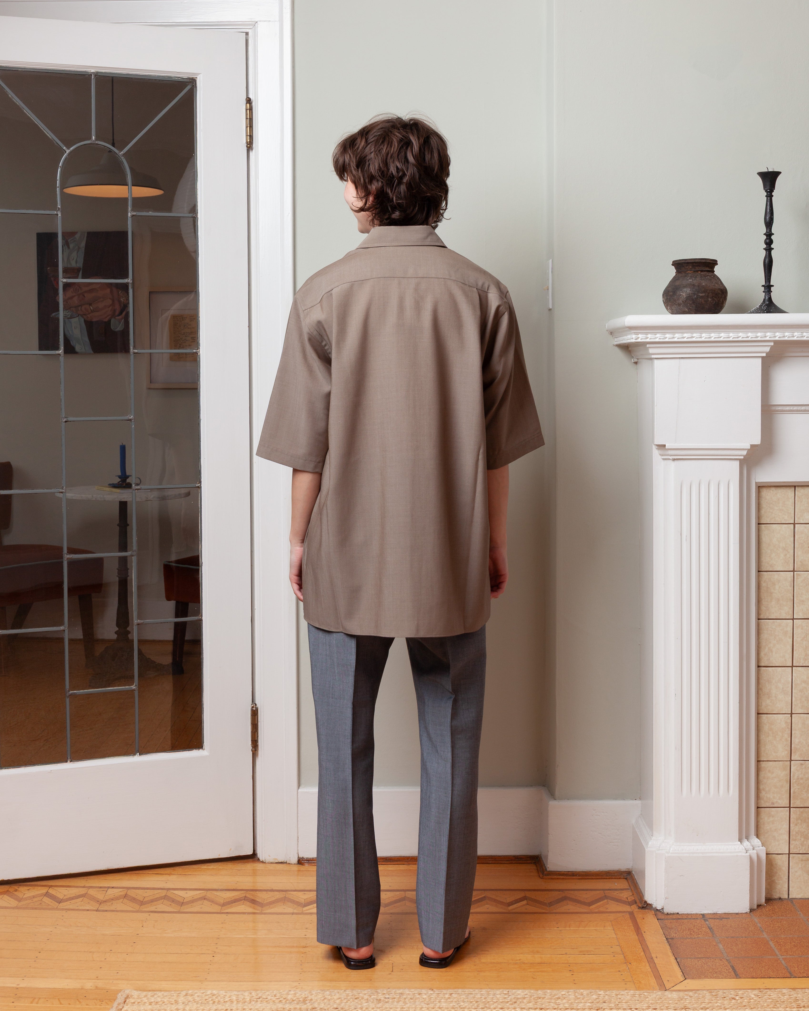 Short Sleeve Shirtjacket With Hidden Closure - Quartz