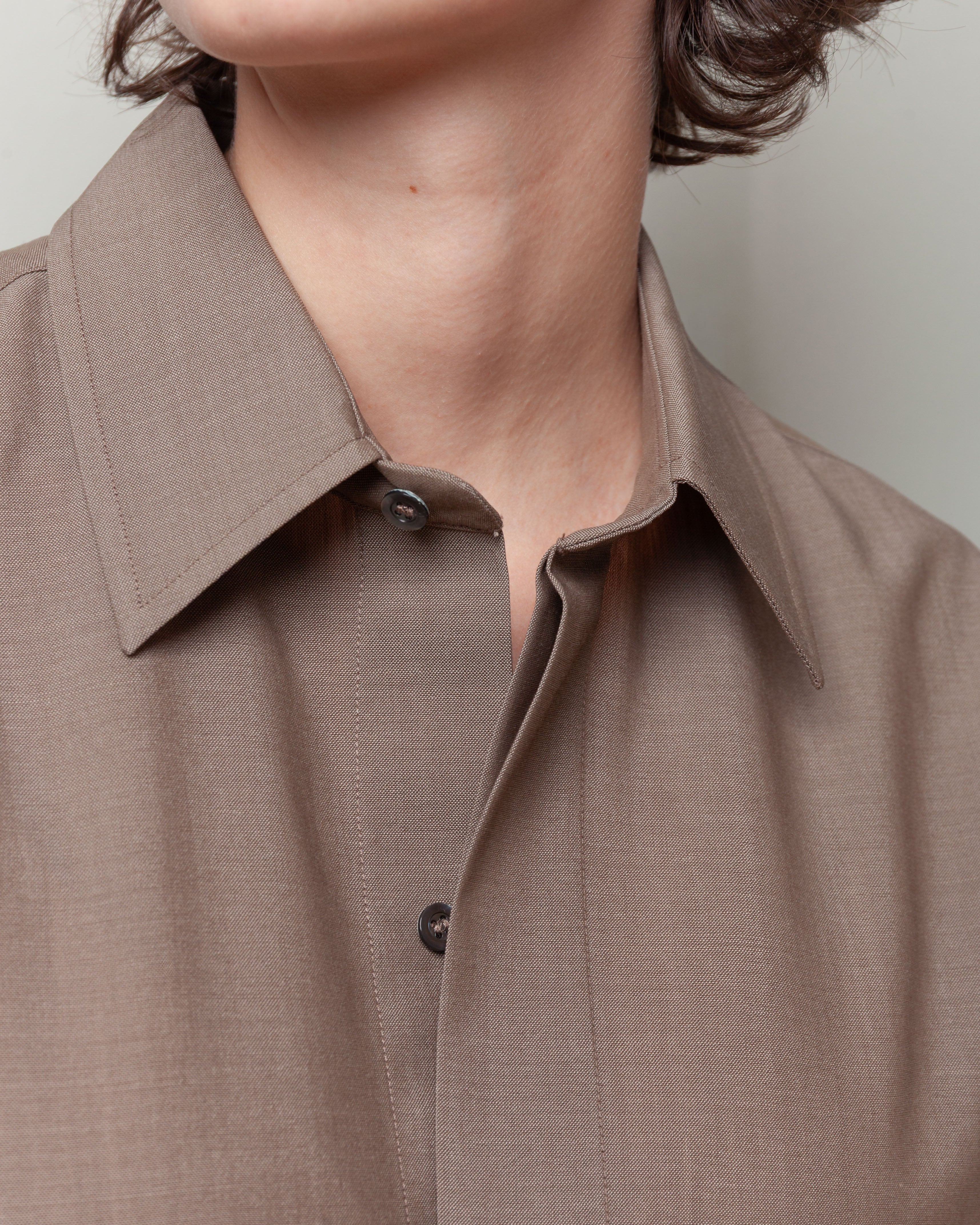 Short Sleeve Shirtjacket With Hidden Closure - Quartz
