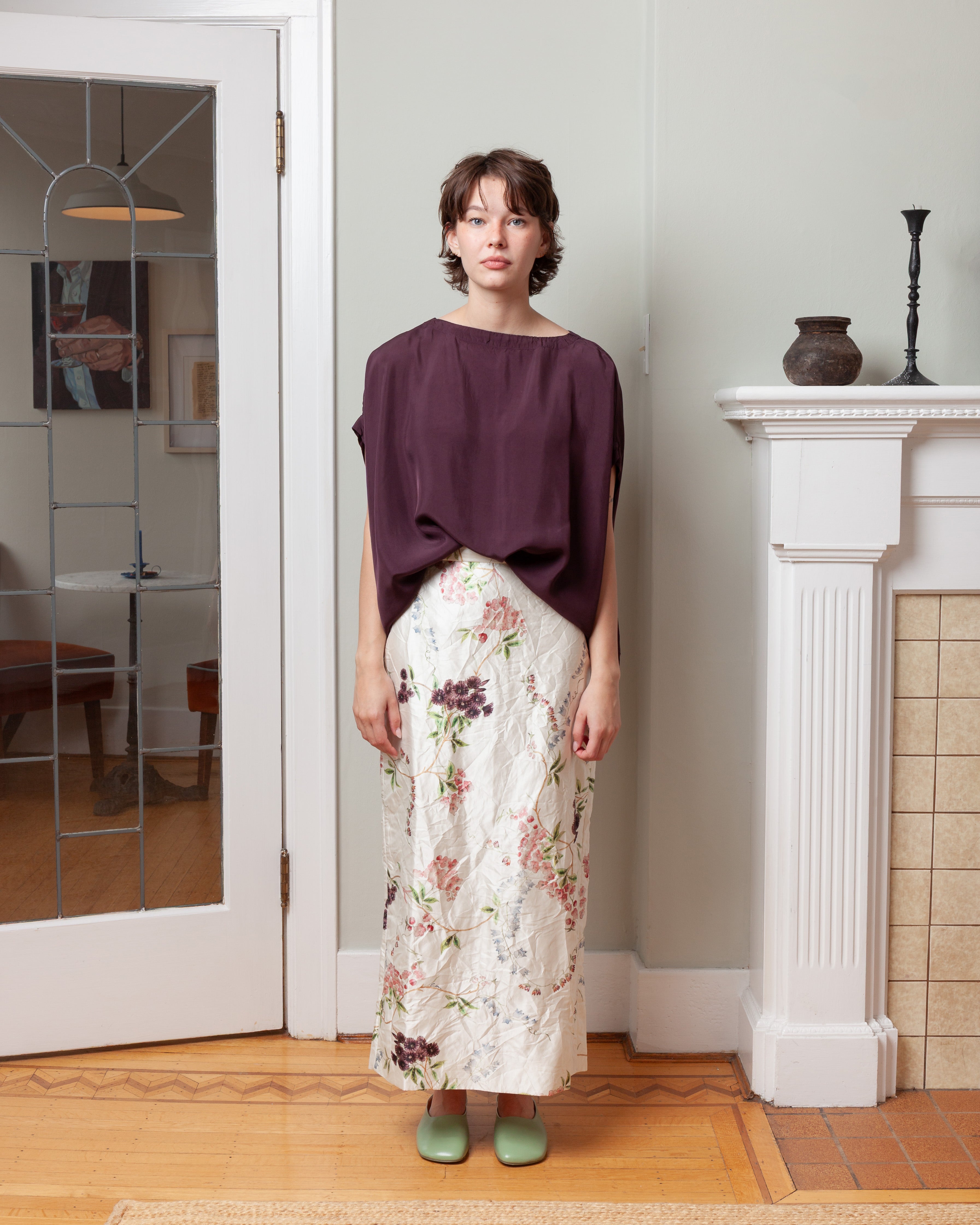 Erdem-Textured Satin Midi Pencil Skirt - French Chintz Multi-Skirts-Boboli-Vancouver-Canada
