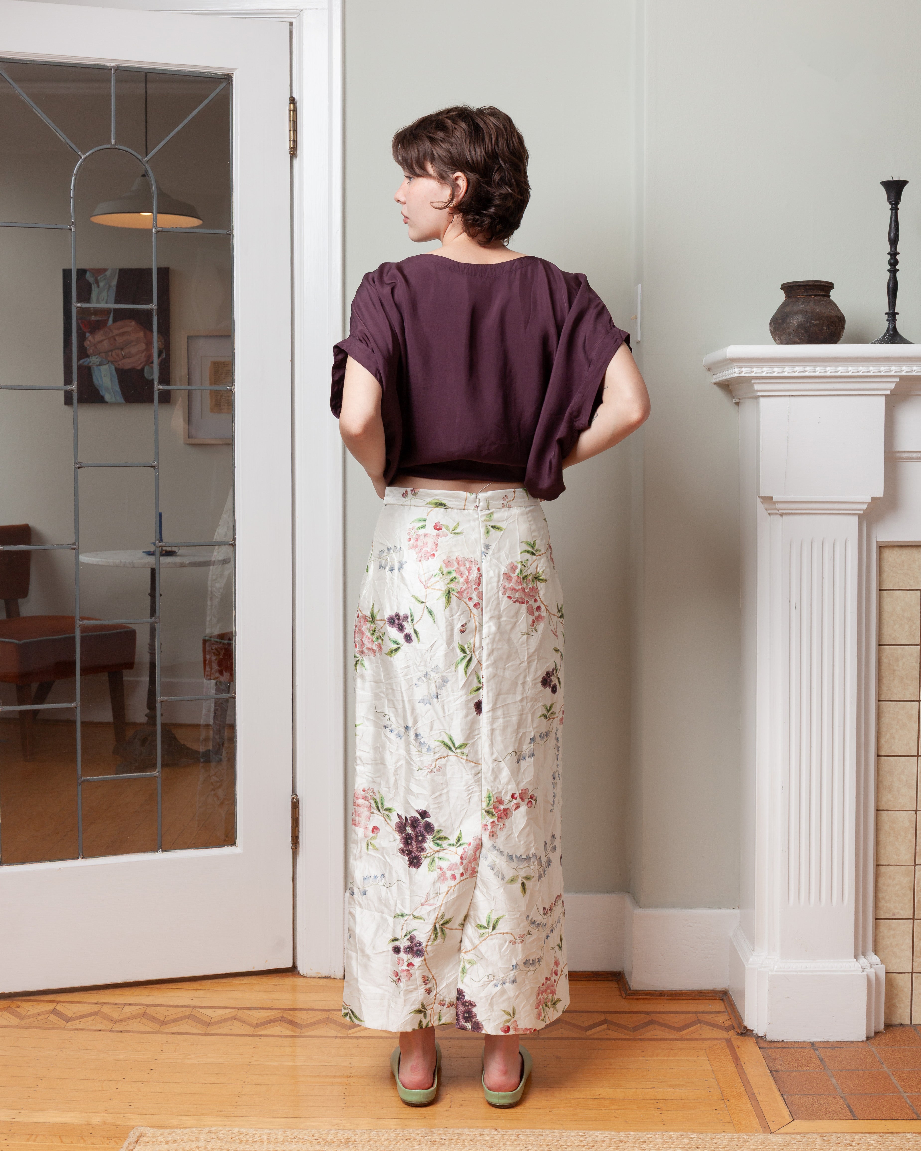 Erdem-Textured Satin Midi Pencil Skirt - French Chintz Multi-Skirts-Boboli-Vancouver-Canada