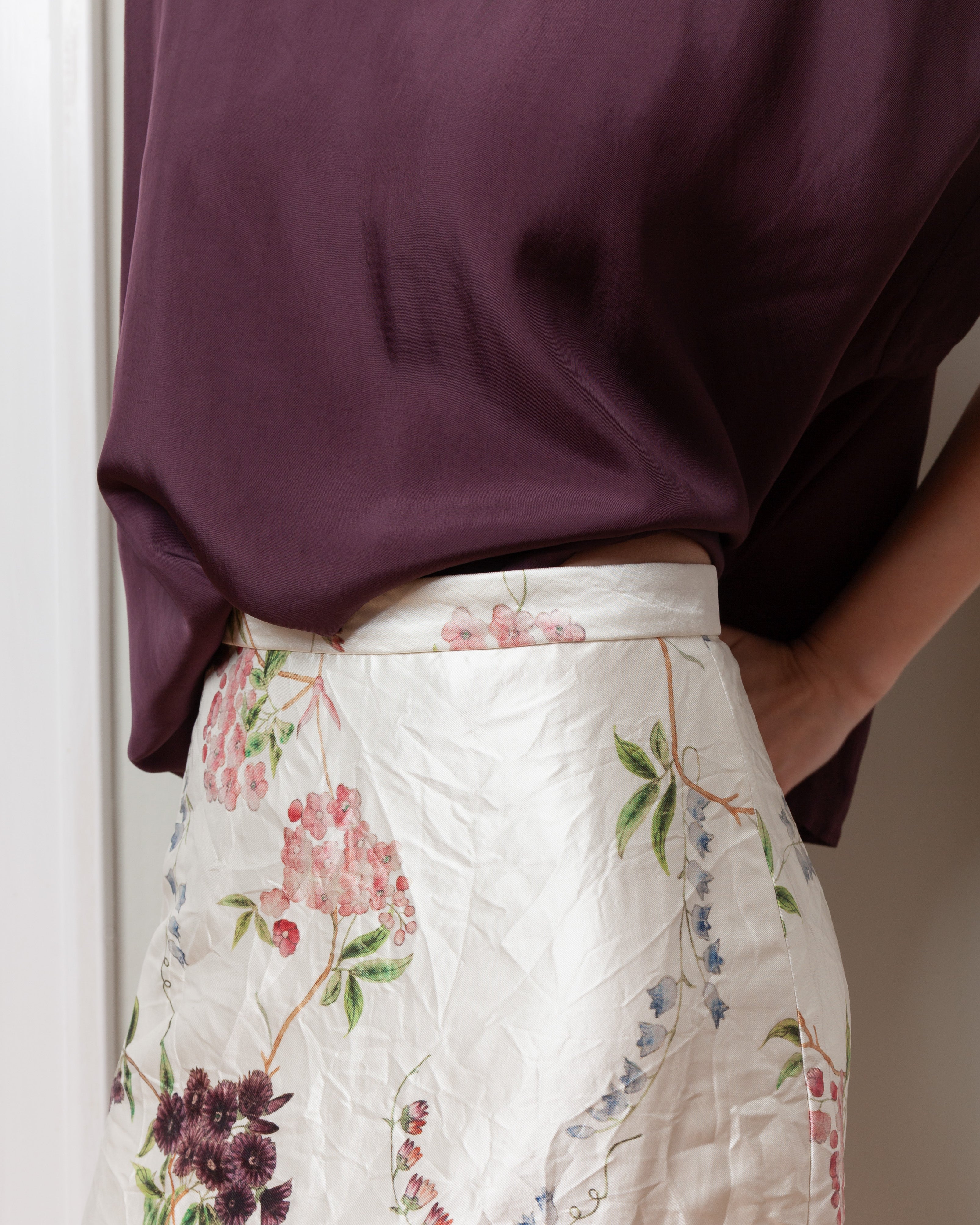 Erdem-Textured Satin Midi Pencil Skirt - French Chintz Multi-Skirts-Boboli-Vancouver-Canada