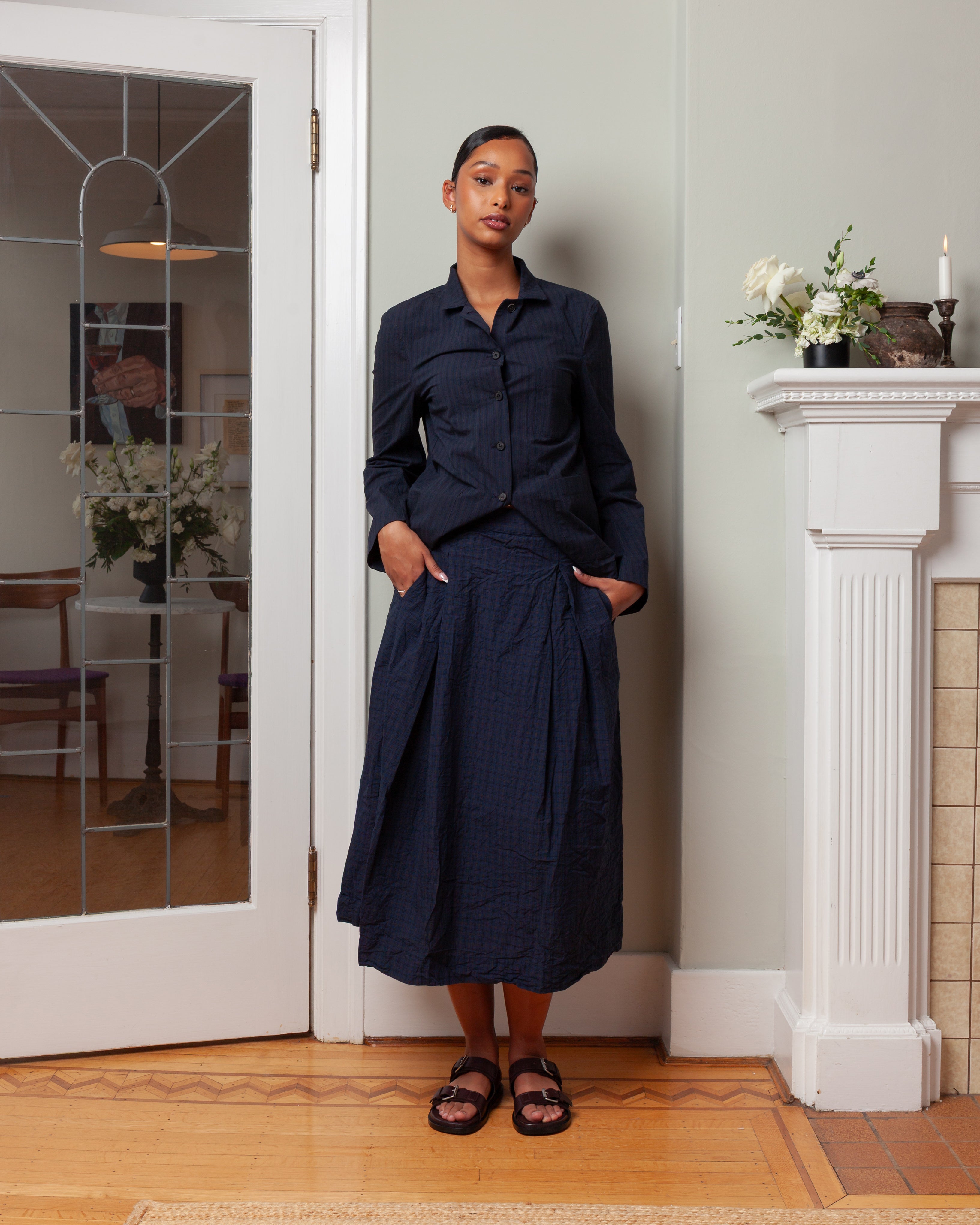 Bergfabel-Emma Skirt - Navy Check-Skirts-Boboli-Vancouver-Canada