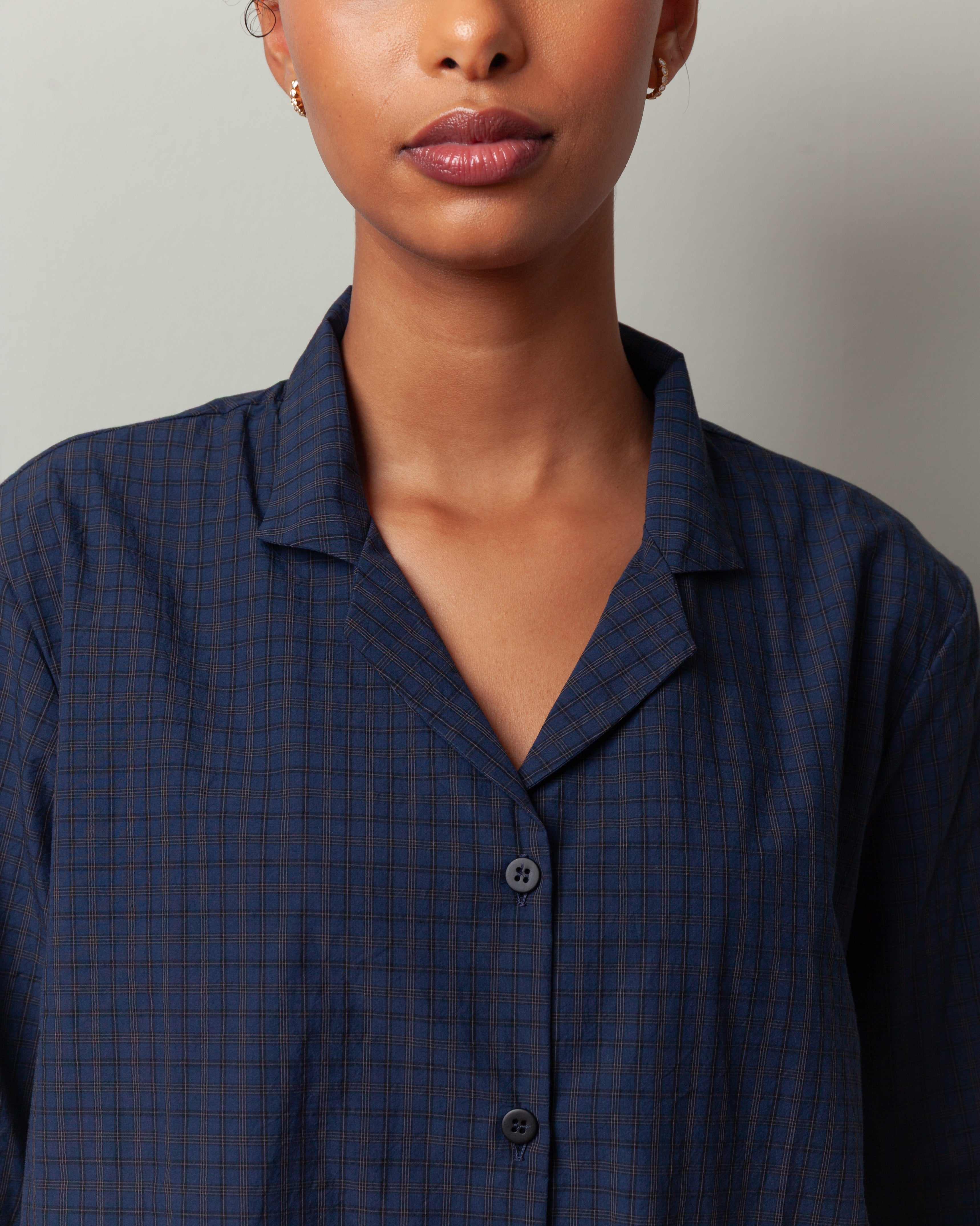 Bergfabel-Jenny Shirt - Navy Check-Shirts-Boboli-Vancouver-Canada