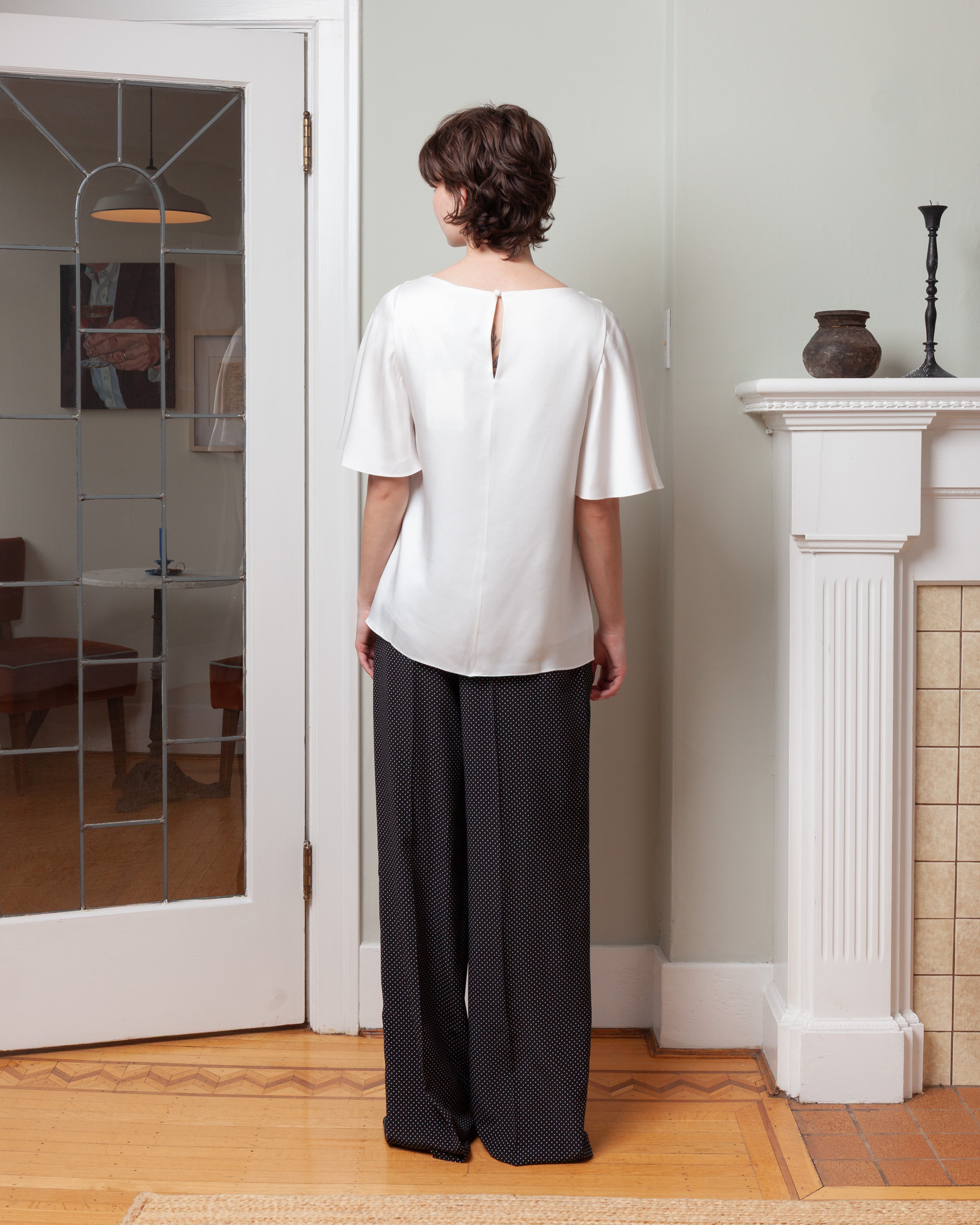 Erdem-Draped Short Sleeve Top - Ivory-Tops-Boboli-Vancouver-Canada