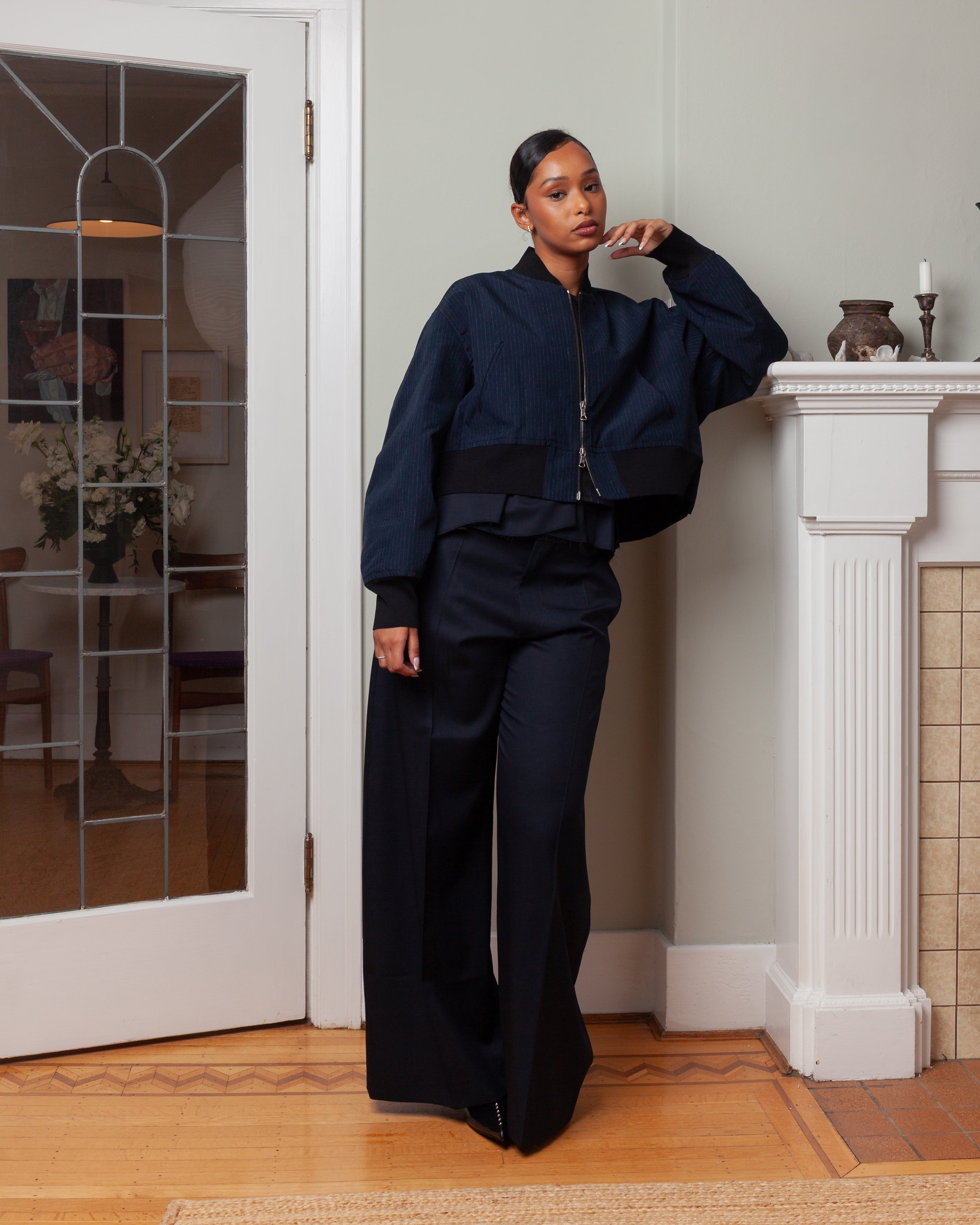 Nackiye-Aviator Jacket - Midnight Pinstripe-Coats-Boboli-Vancouver-Canada