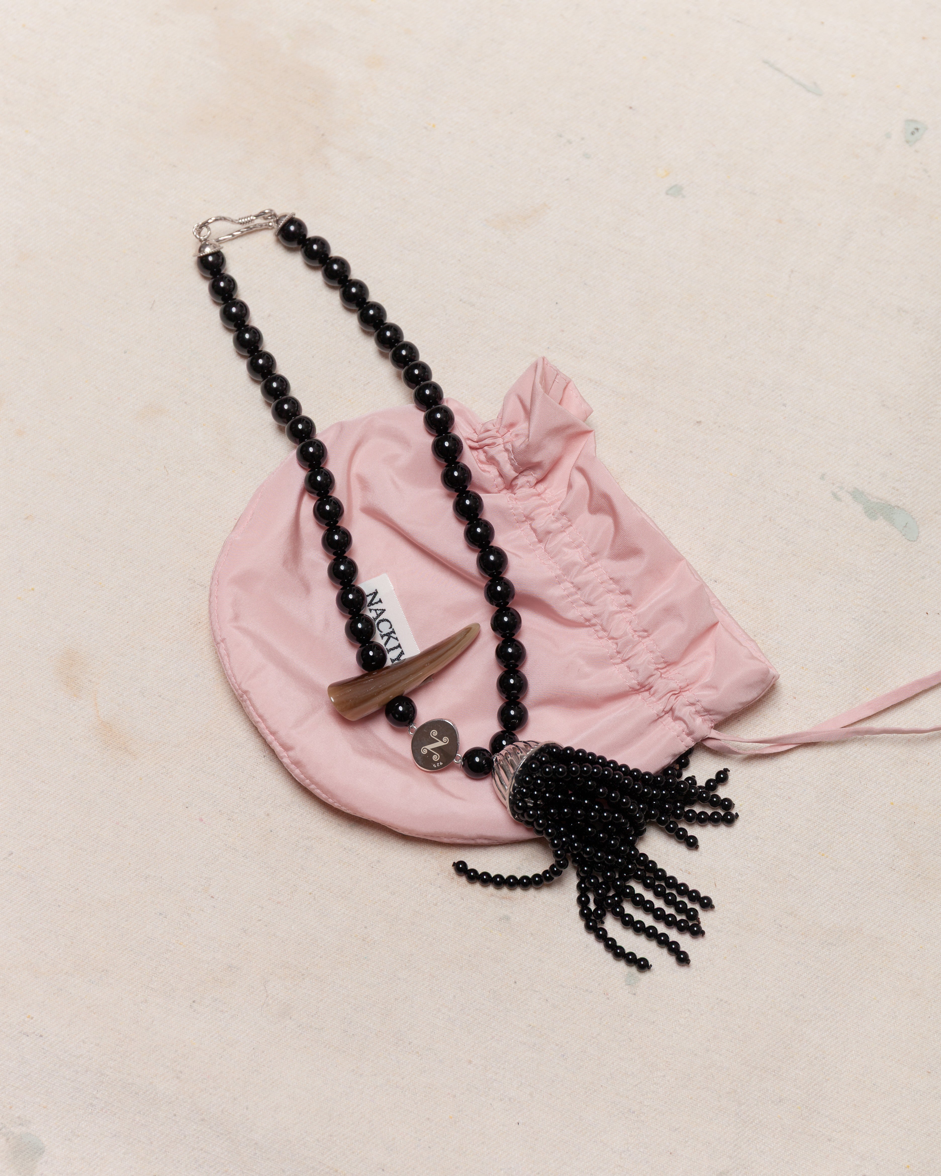 Nackiye-Petite Kiraz Onyx Necklace - Onyx/Silver-Jewellery-Boboli-Vancouver-Canada