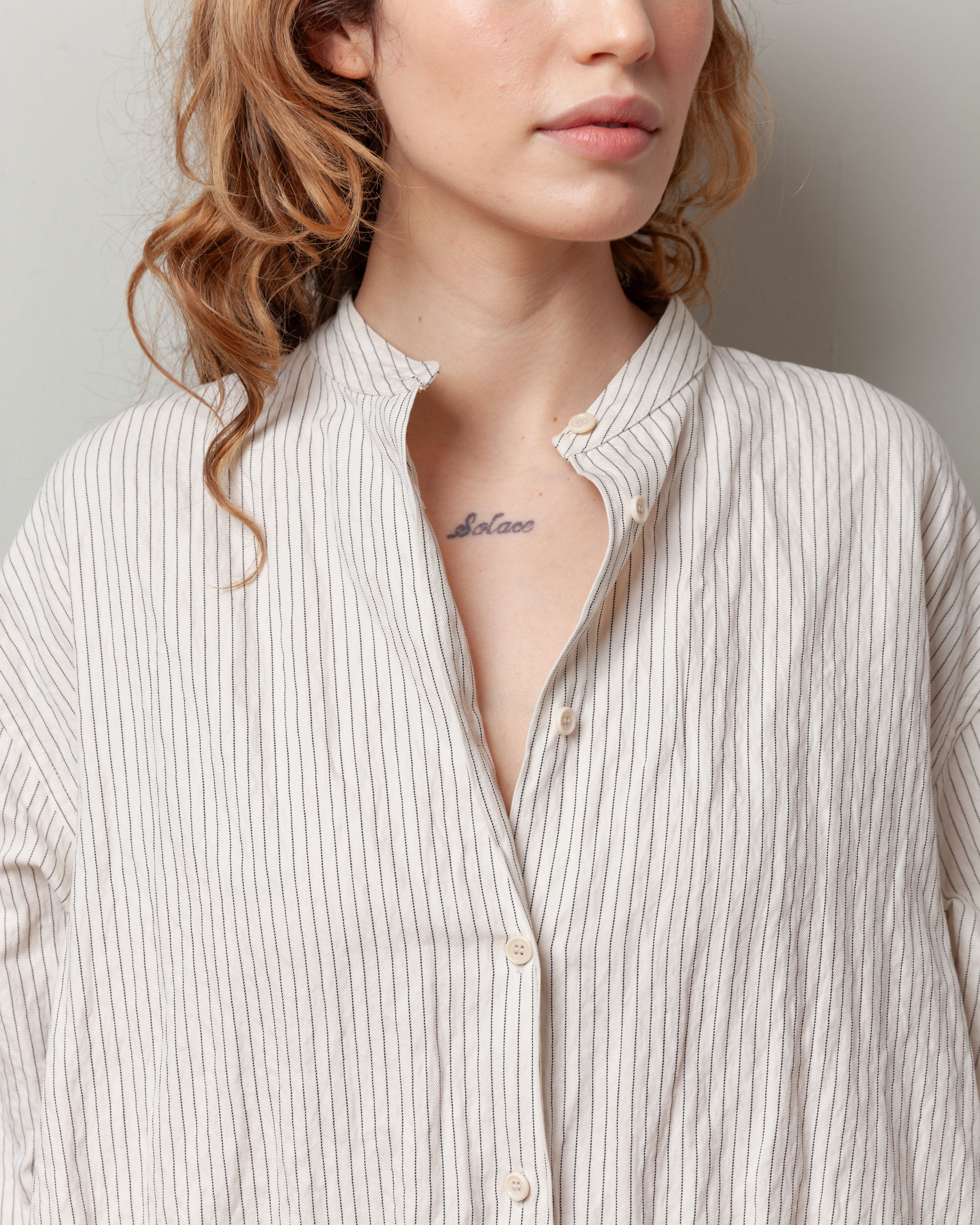 Aspesi-Pin Stripe Shirt Dress - Natural-Dresses-Boboli-Vancouver-Canada