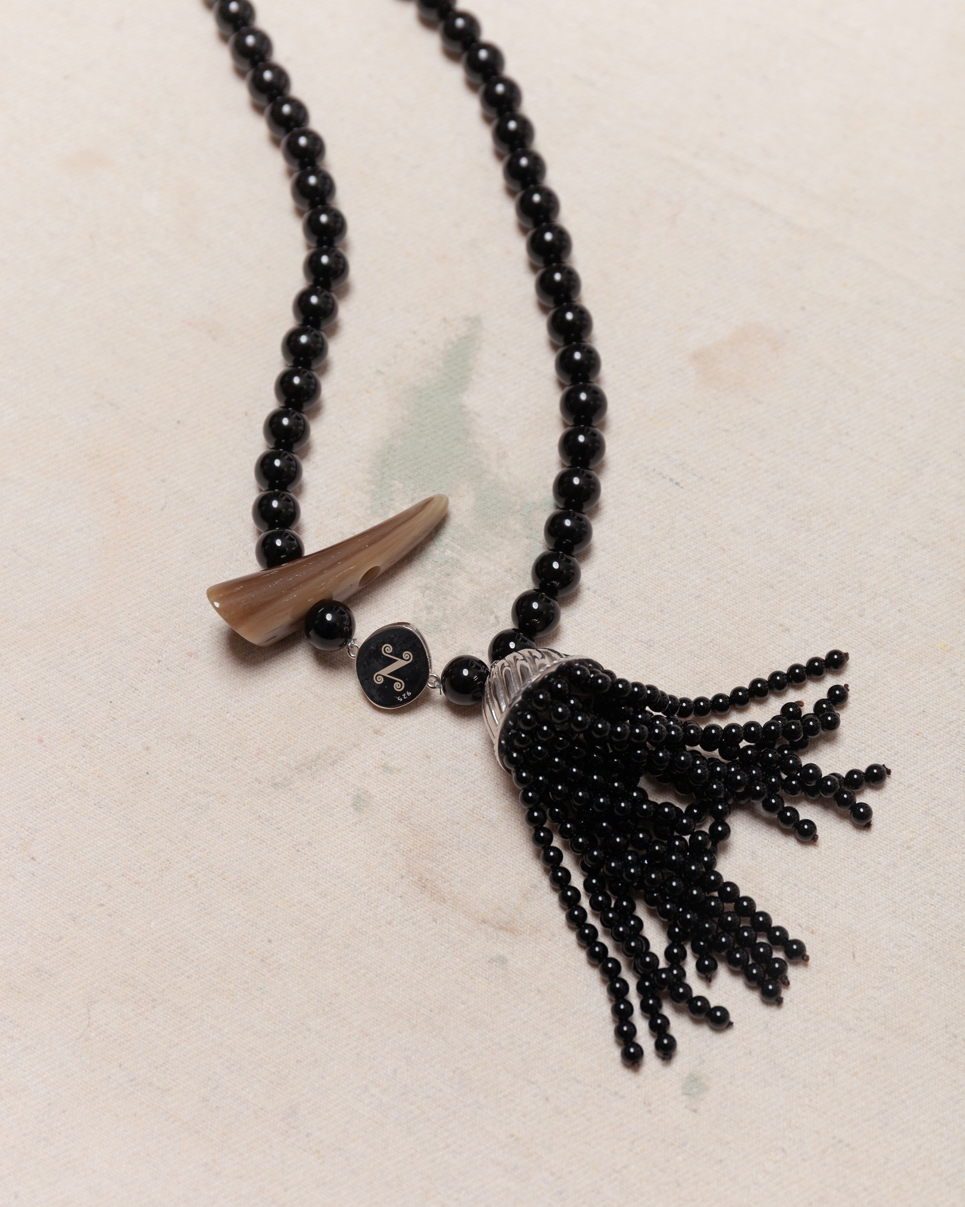 Nackiye-Petite Kiraz Onyx Necklace - Onyx/Silver-Jewellery-Boboli-Vancouver-Canada