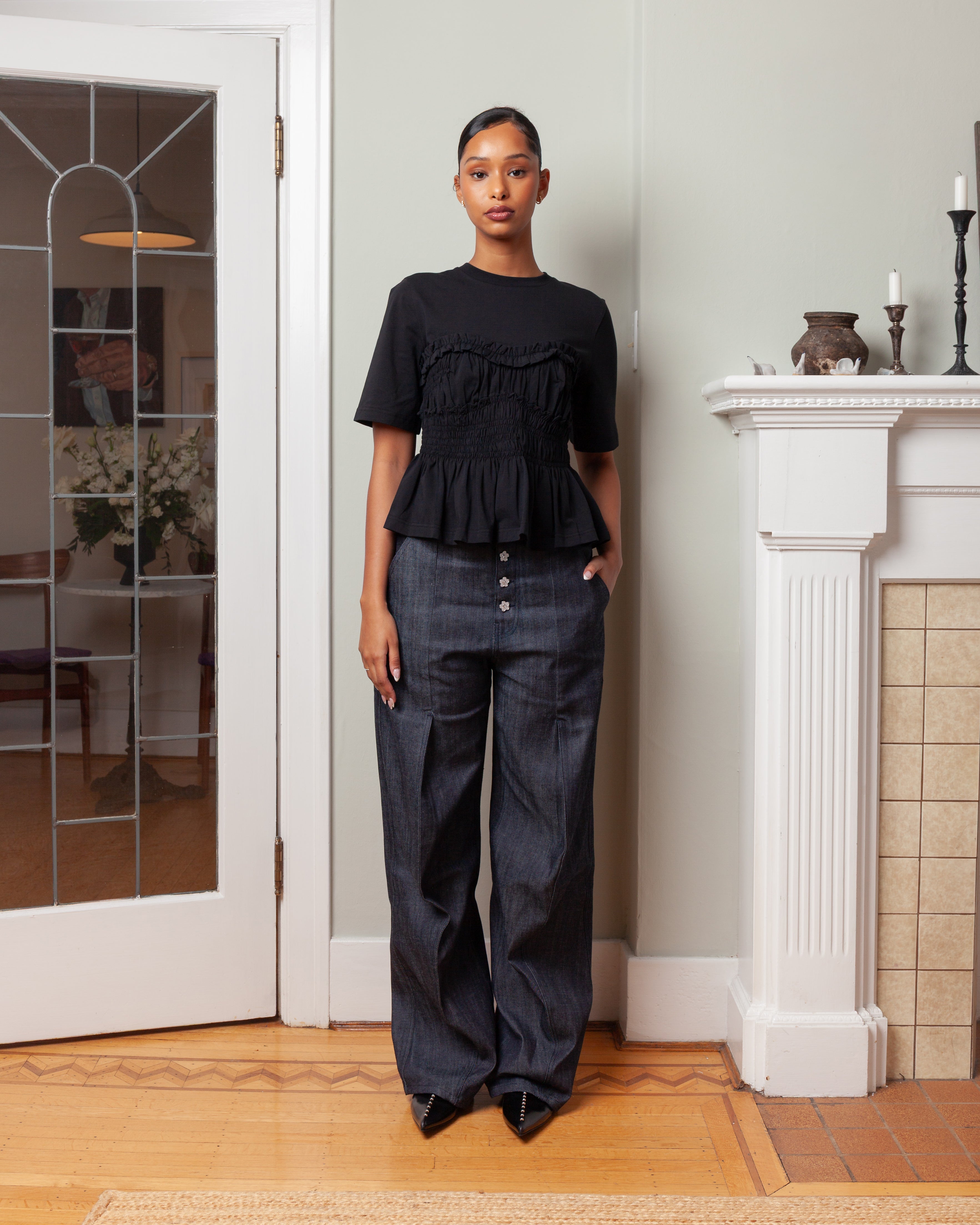 Cecilie Bahnsen-Vilde T-Shirt - Black-Shirts-Boboli-Vancouver-Canada