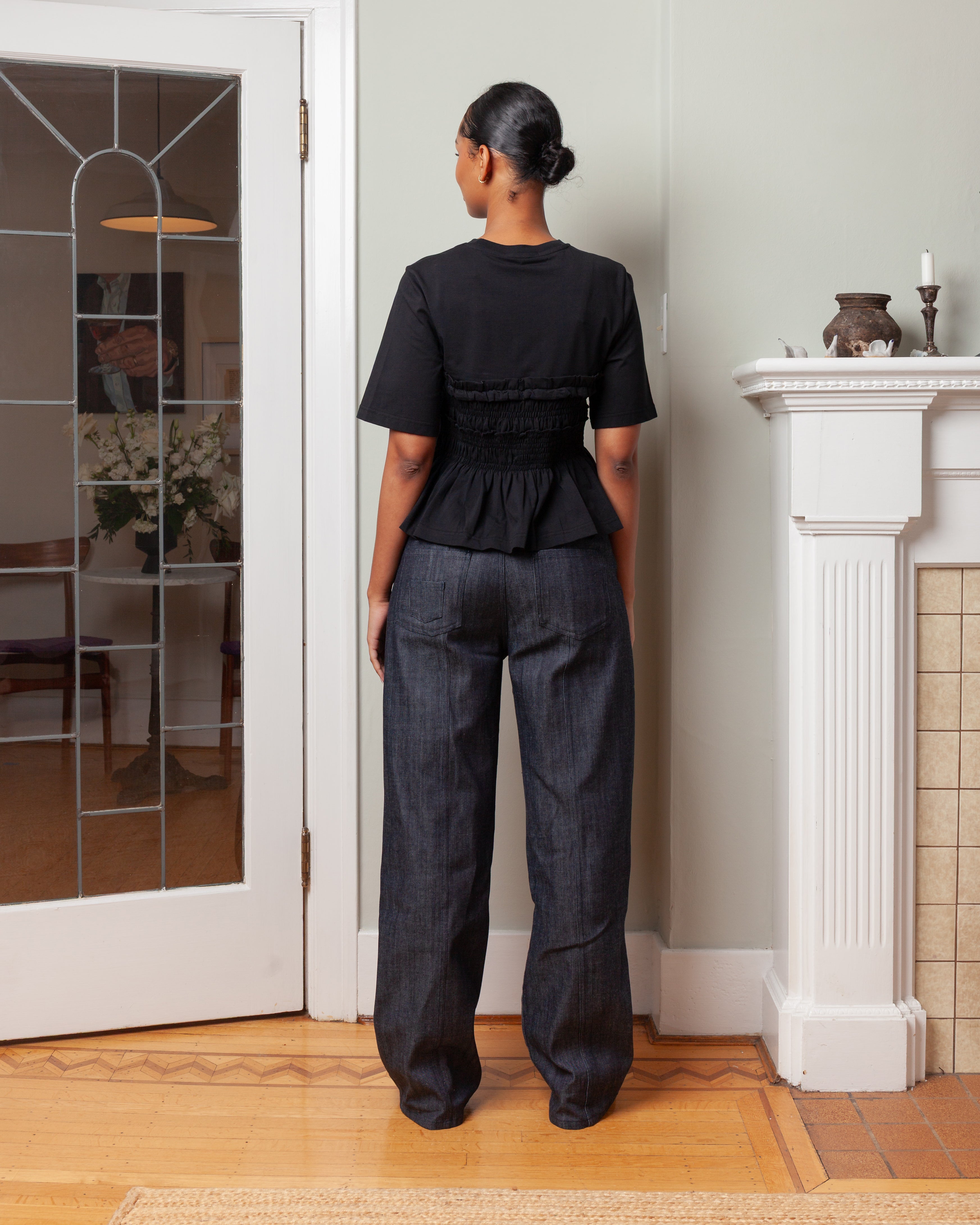 Cecilie Bahnsen-Carmela Denim Trousers - Indigo-Pants-Boboli-Vancouver-Canada