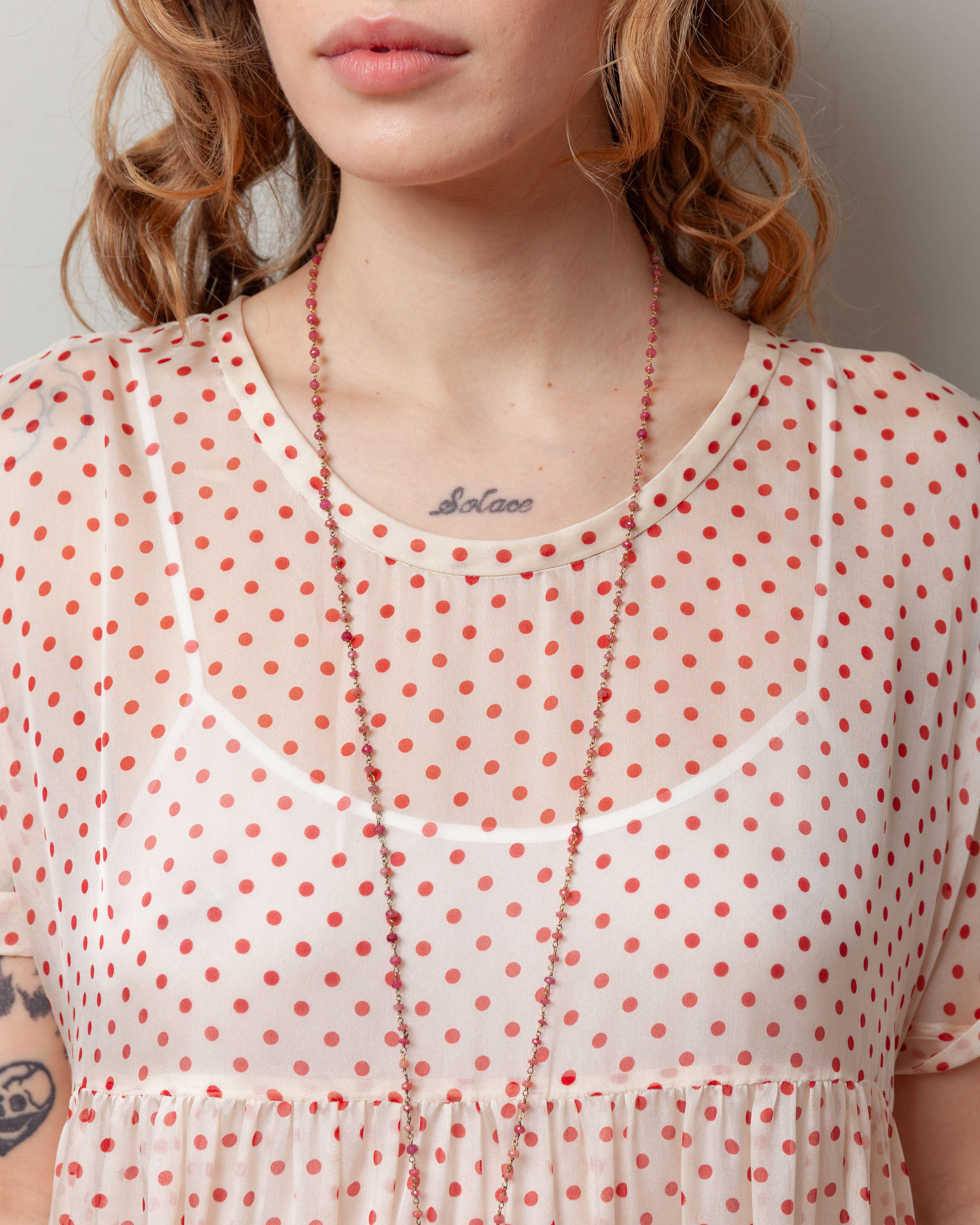 Aspesi-Silk Polka Dot Dress s/sl - Natural-Dresses-Boboli-Vancouver-Canada
